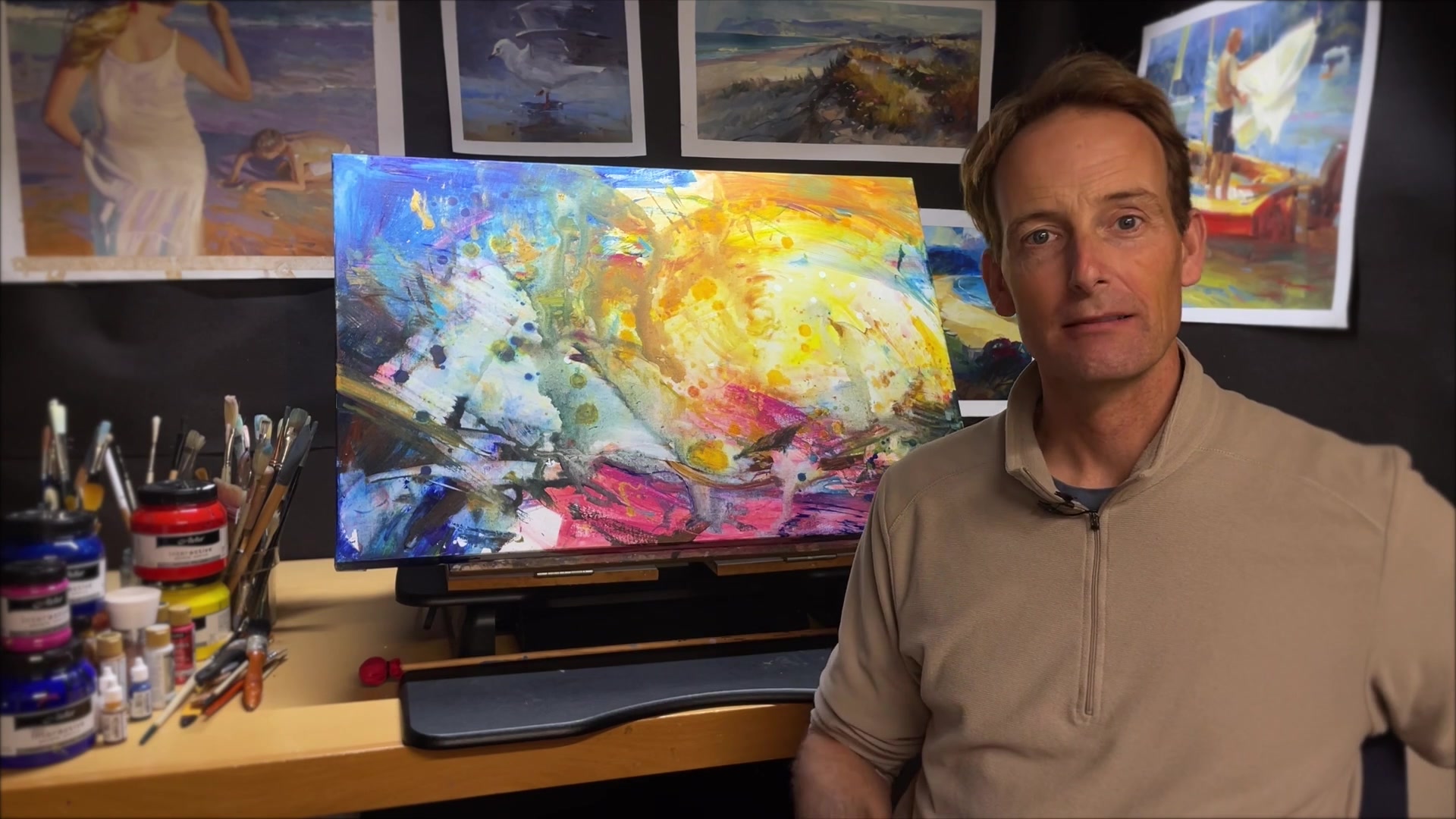 Step 15 — Painting the Background (video frame from the lesson)