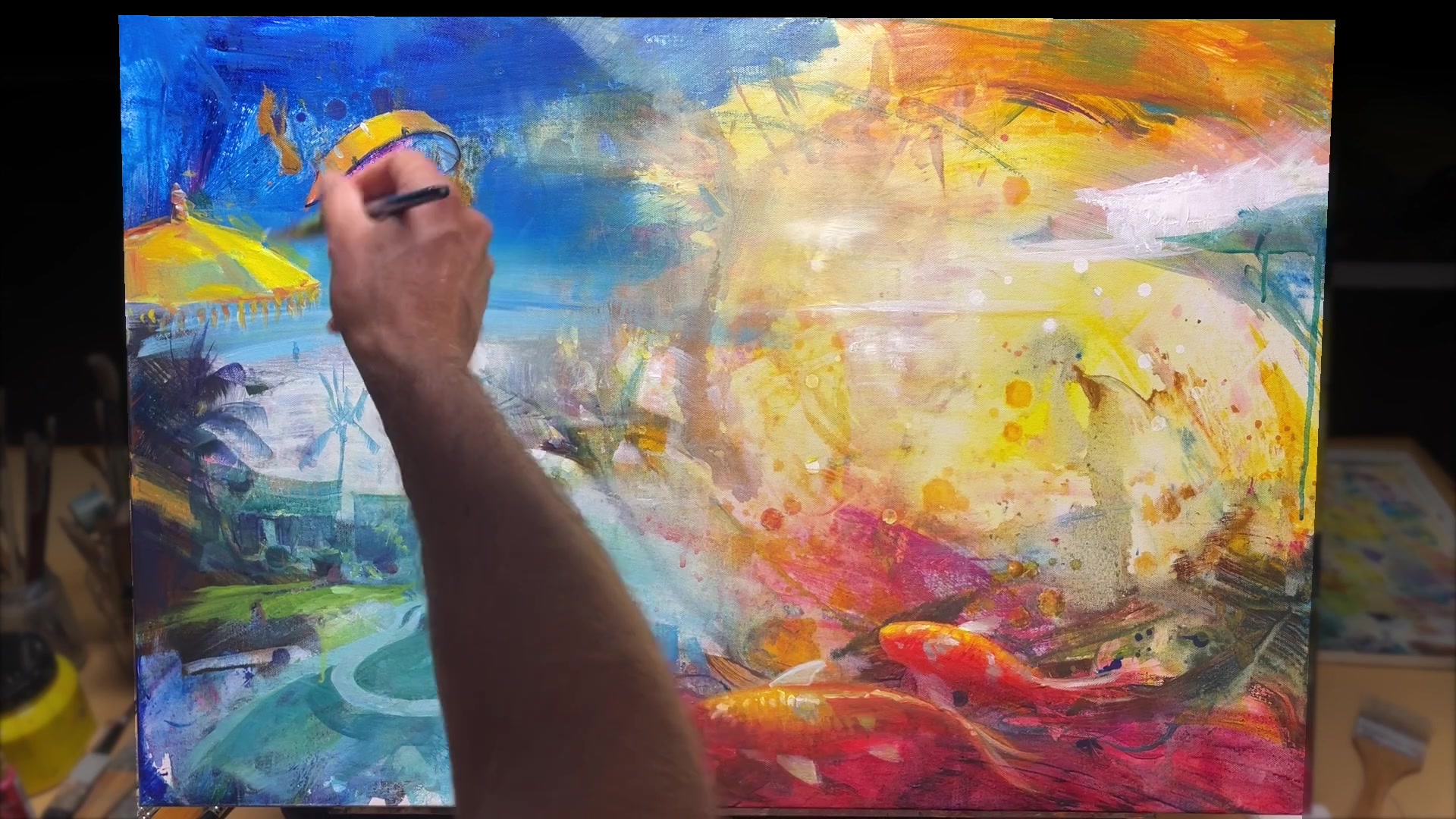 Step 24 — Balancing the Composition (video frame from the lesson)