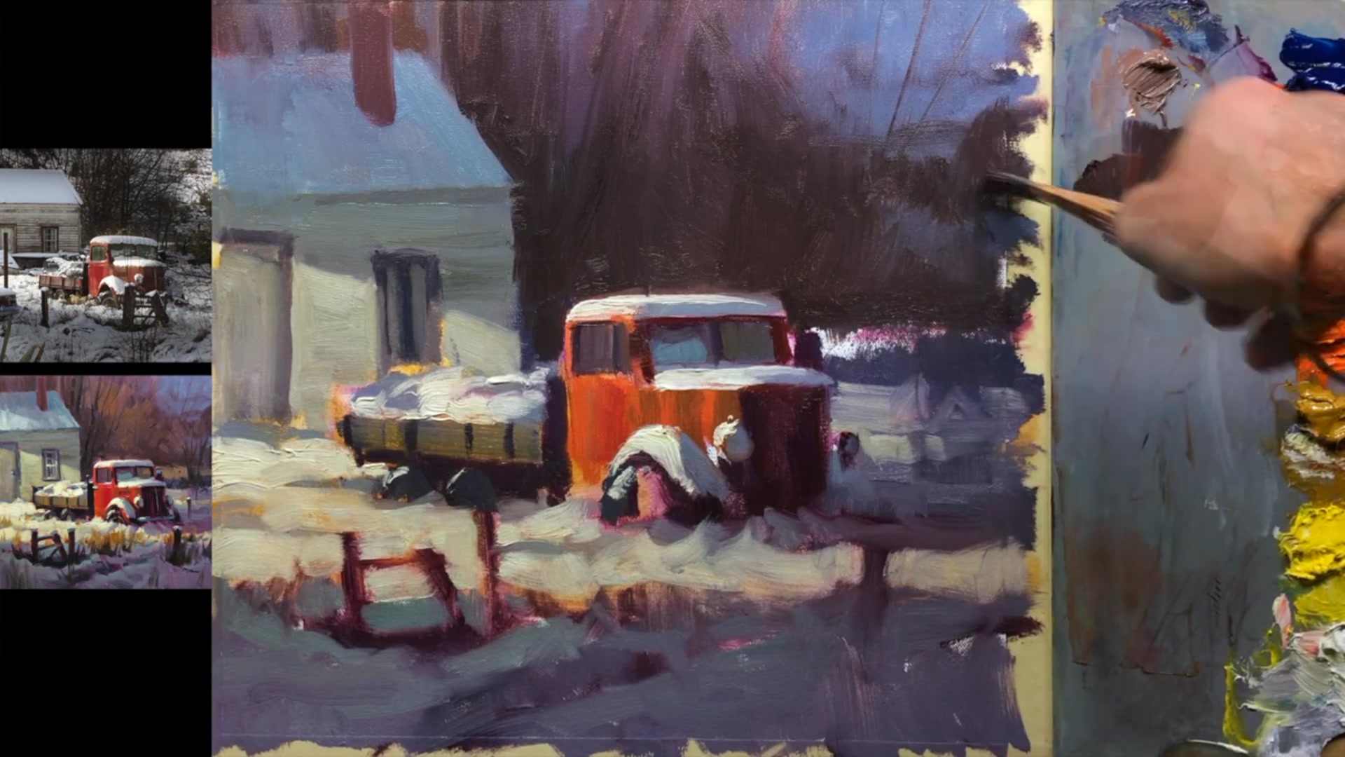 Step 15 — Foreground details and transitions (video frame from the lesson)