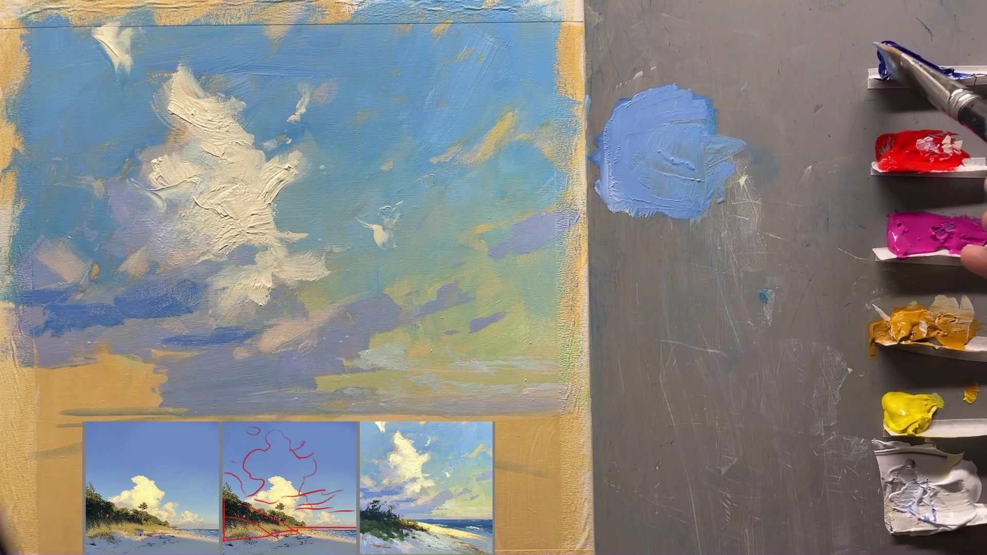 Step 10 — Painting the ocean (video frame from the lesson)