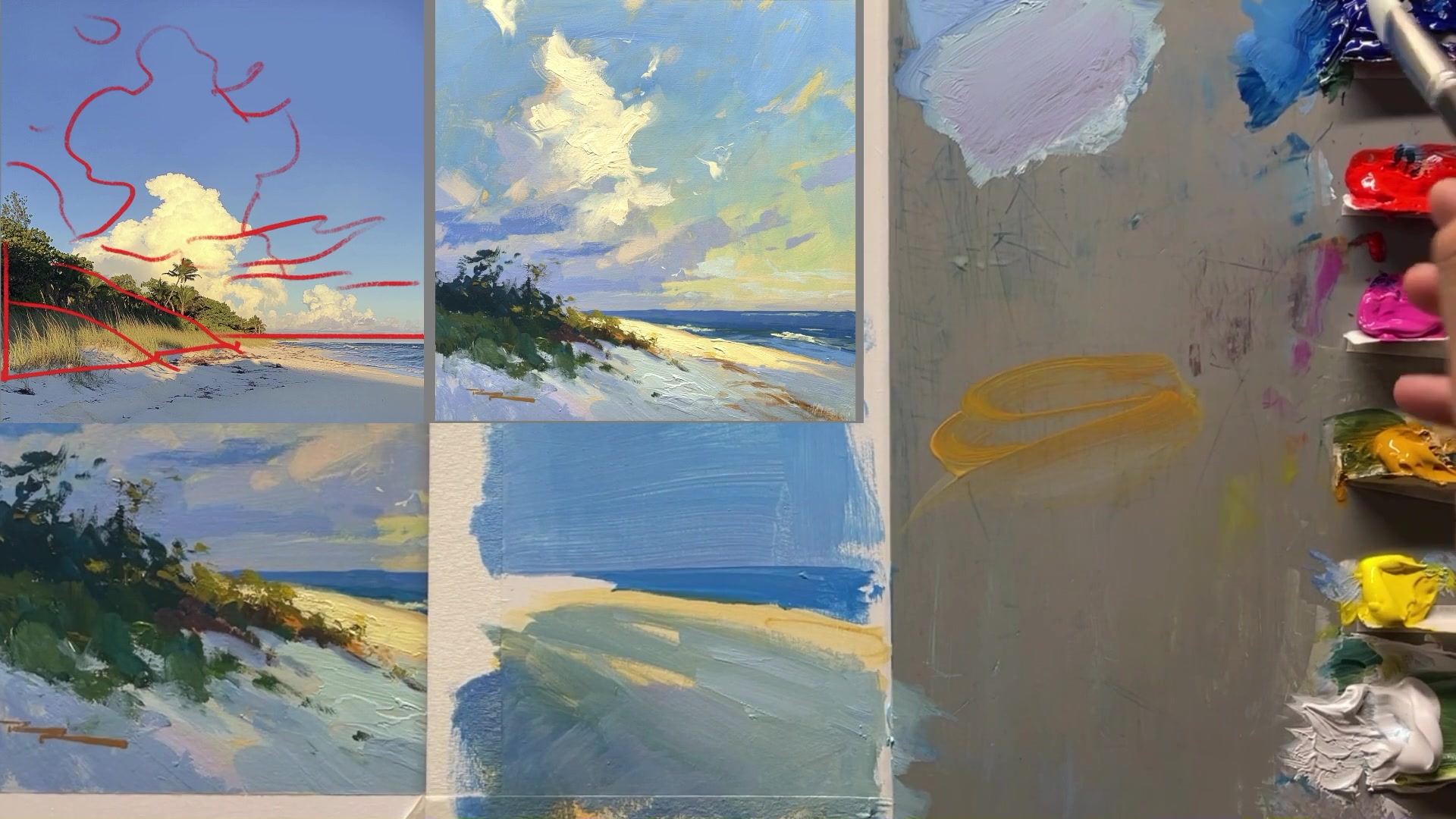 Step 12 — Foliage painting technique (video frame from the lesson)