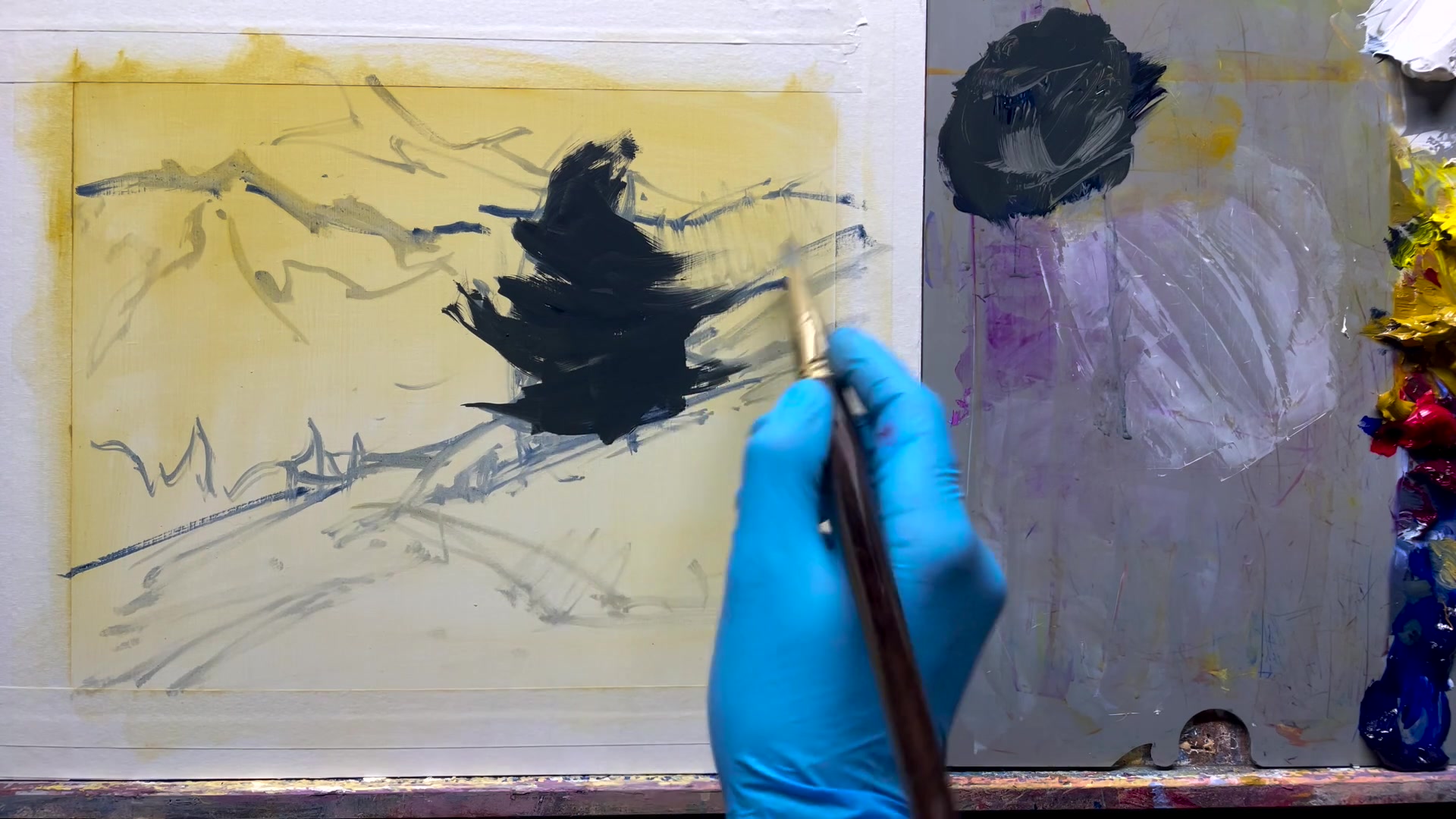 Step 9 — Background Colors and Mountains (video frame from the lesson)