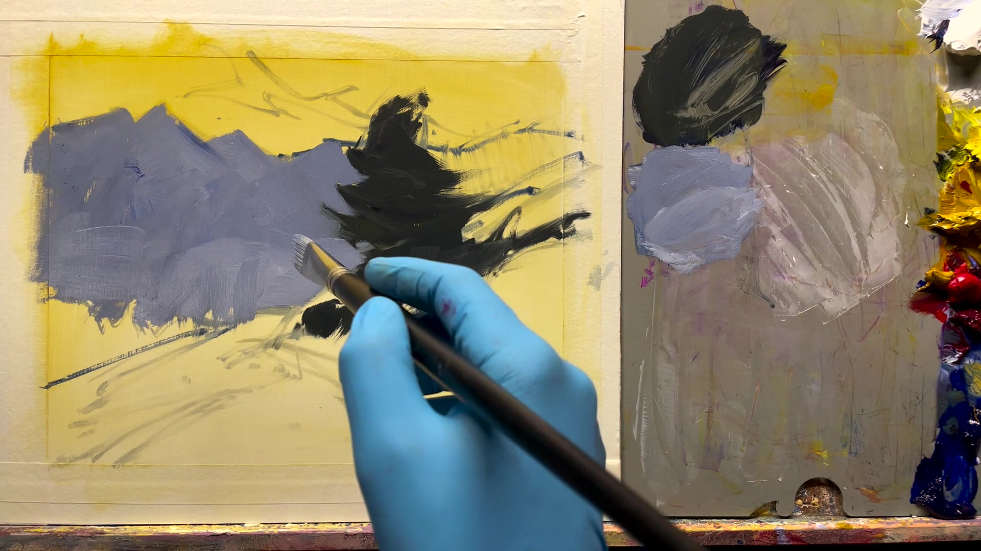 Step 10 — Atmospheric Perspective and Mountain Details (video frame from the lesson)