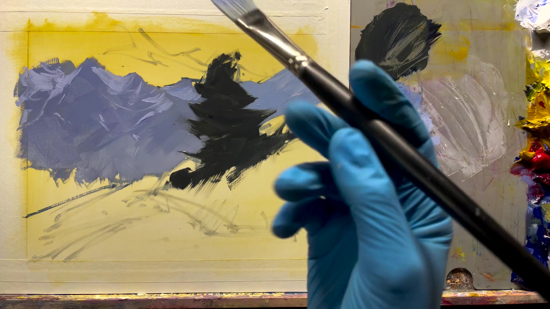 Step 12 — Painting the Sky (video frame from the lesson)