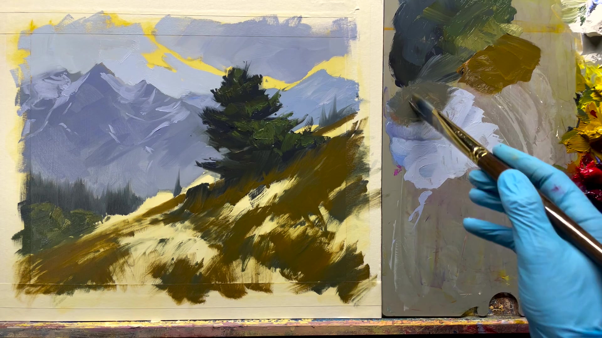 Step 16 — Adding Light and Mid Values (video frame from the lesson)