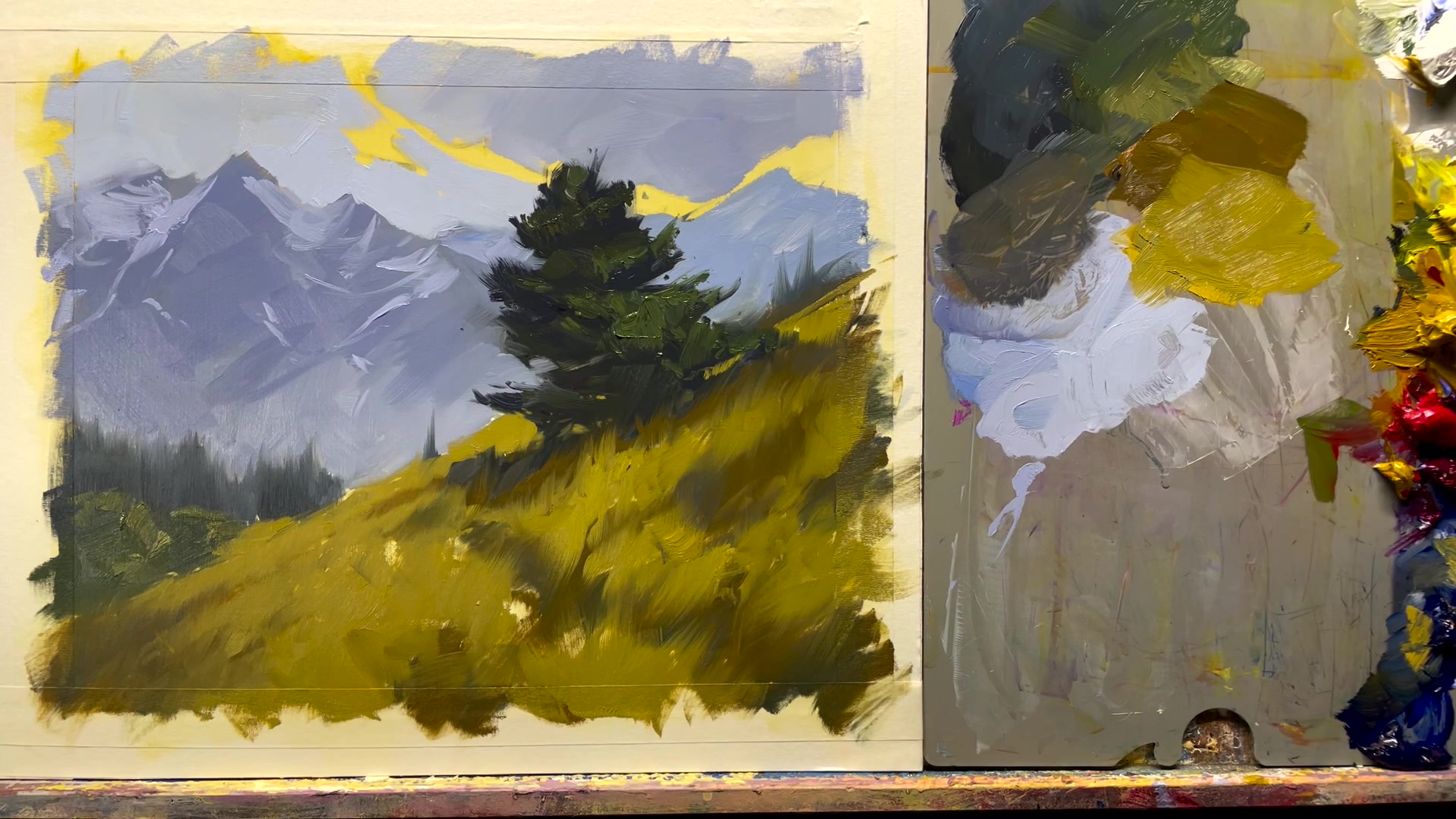 Step 17 — Adding Lupins and Foreground Details (video frame from the lesson)
