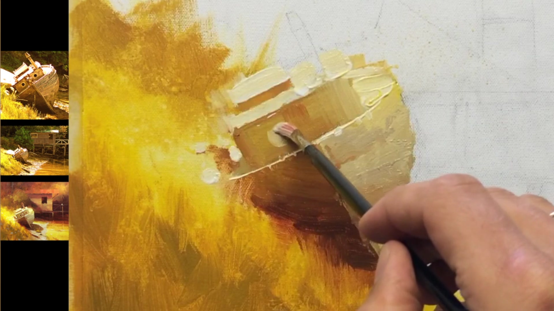Step 10 — Final details on the boat (video frame from the lesson)