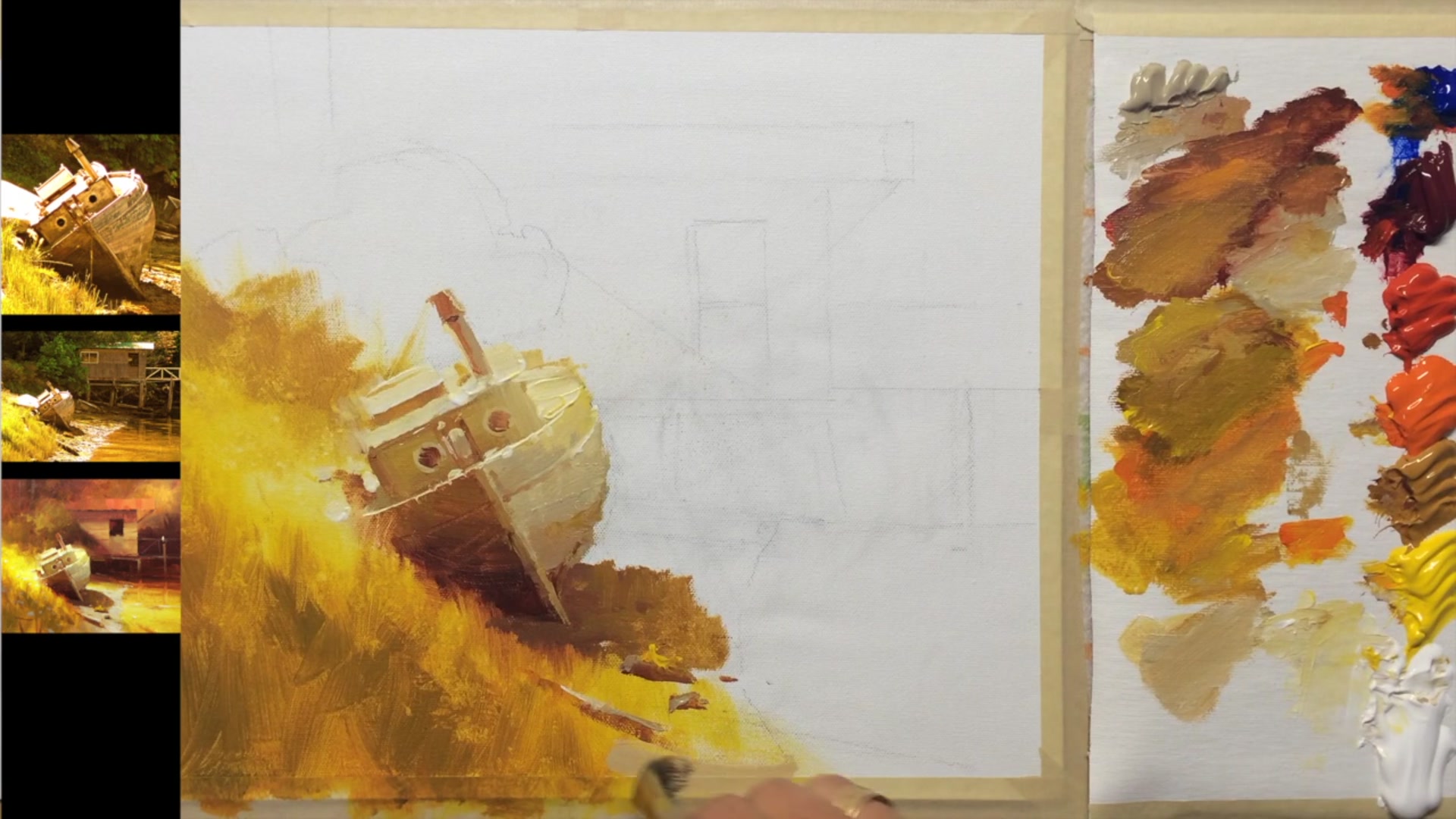 Step 12 — Soft transitions on the beach (video frame from the lesson)