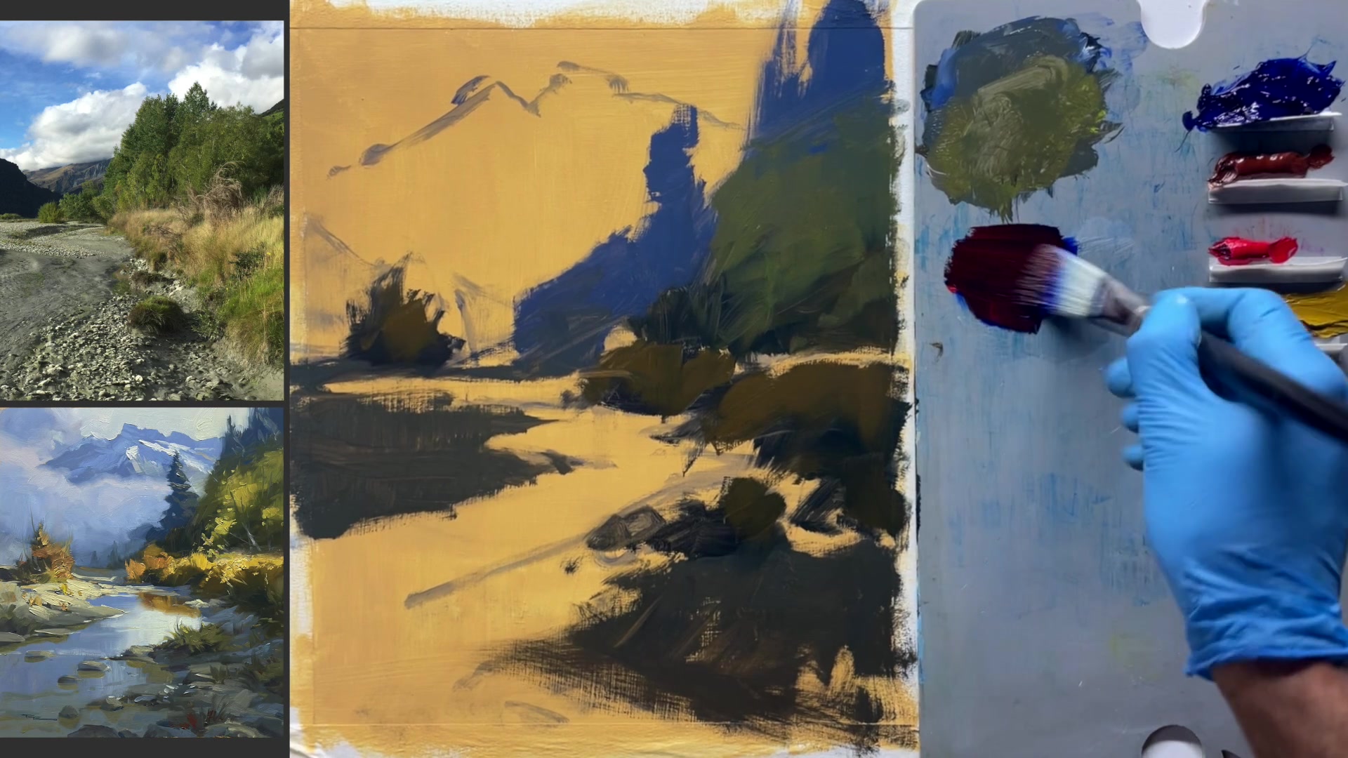 Step 9 — Building Up the Riverbed (video frame from the lesson)