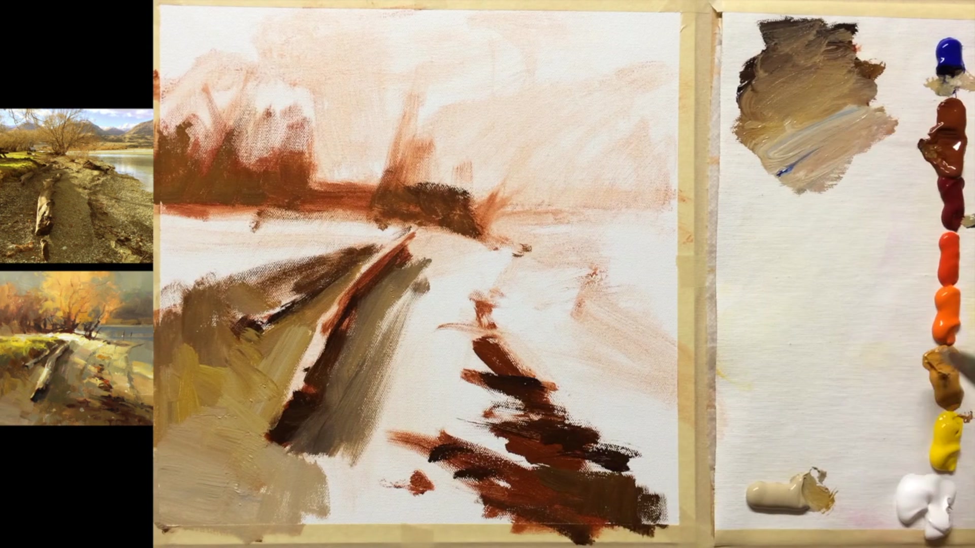 Step 5 — Keeping Acrylics Wet (video frame from the lesson)