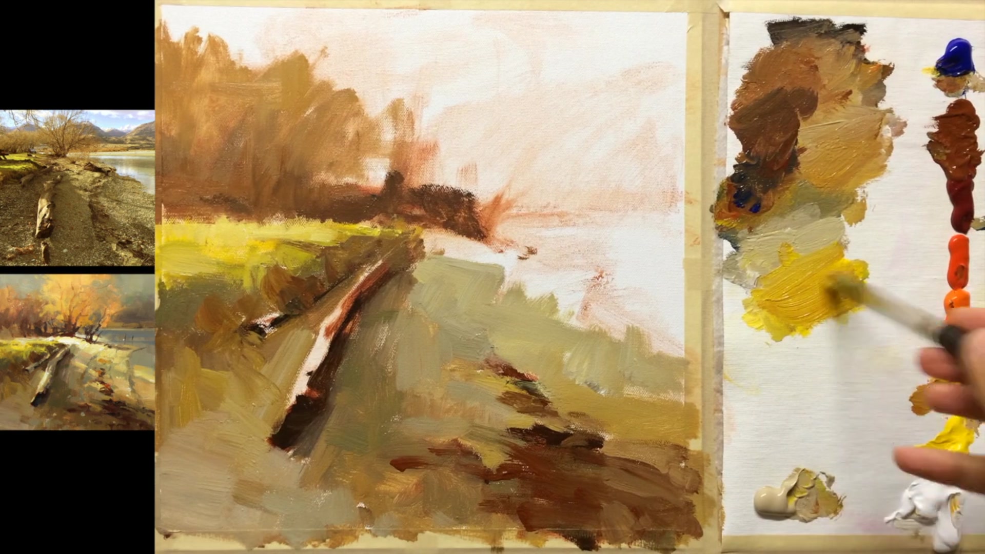 Step 9 — Tree Leaves and Color Saturation (video frame from the lesson)