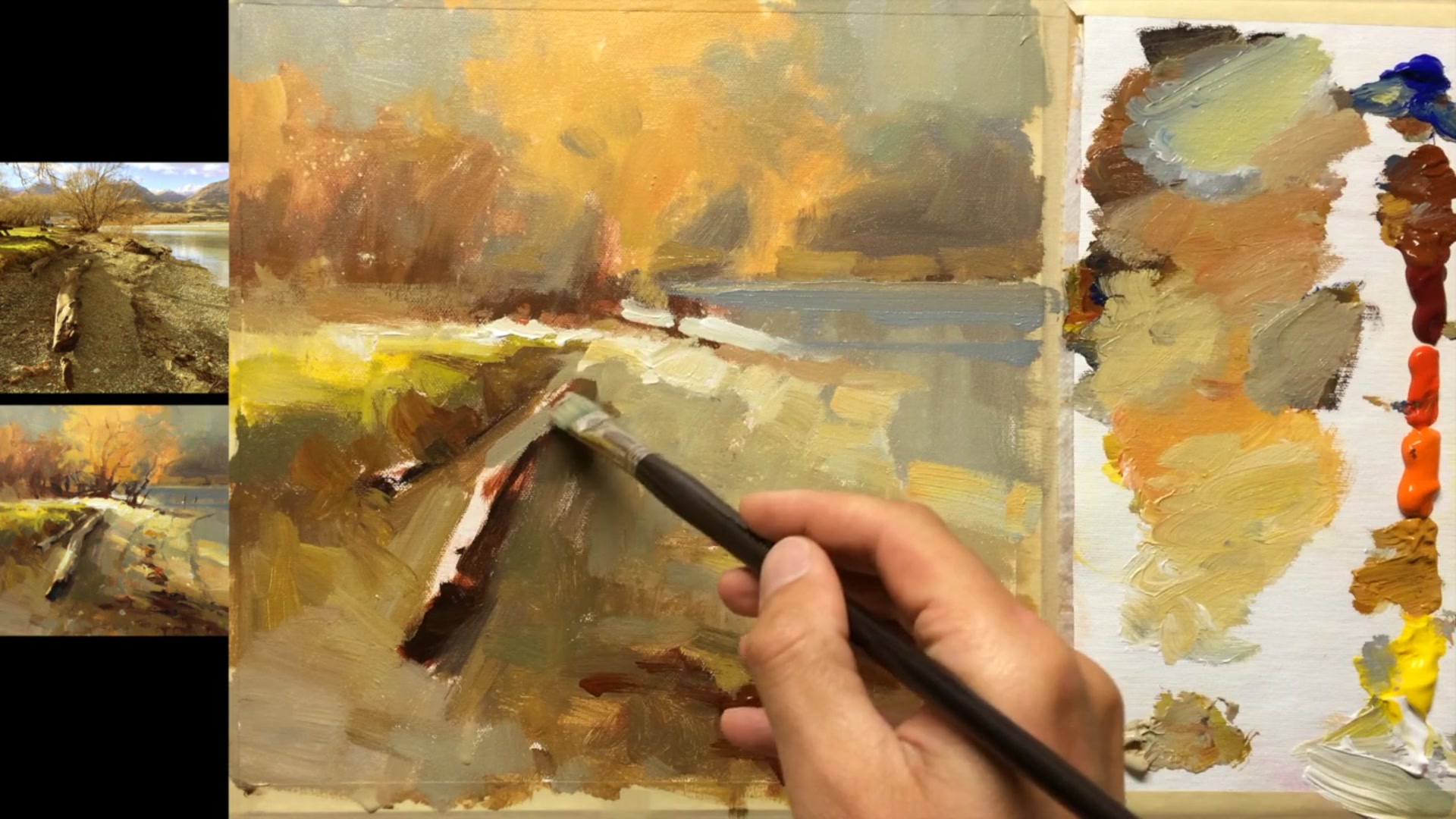 Step 13 — Tree Trunks and Edges (video frame from the lesson)