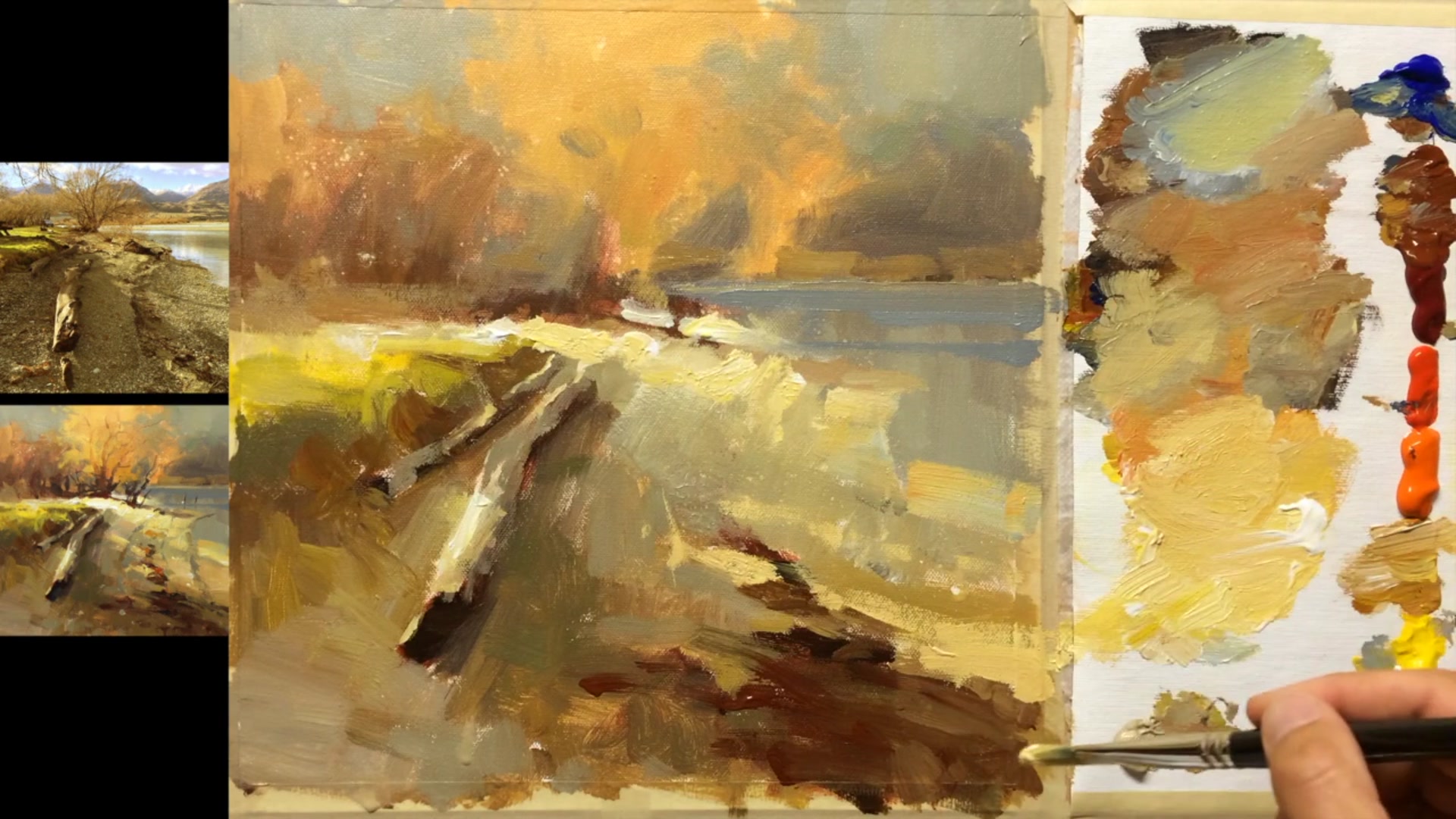 Step 15 — Complex Shadows and Foreground Details (video frame from the lesson)