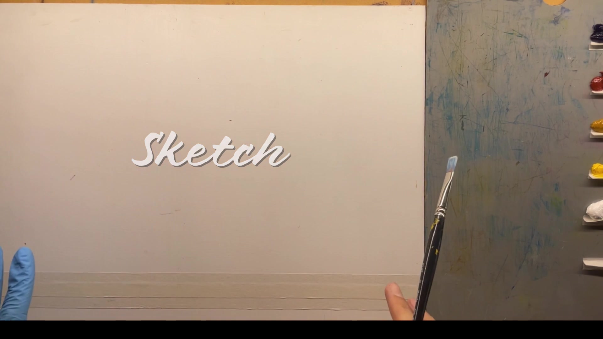 Step 4 — Blocking in the Sketch (video frame from the lesson)