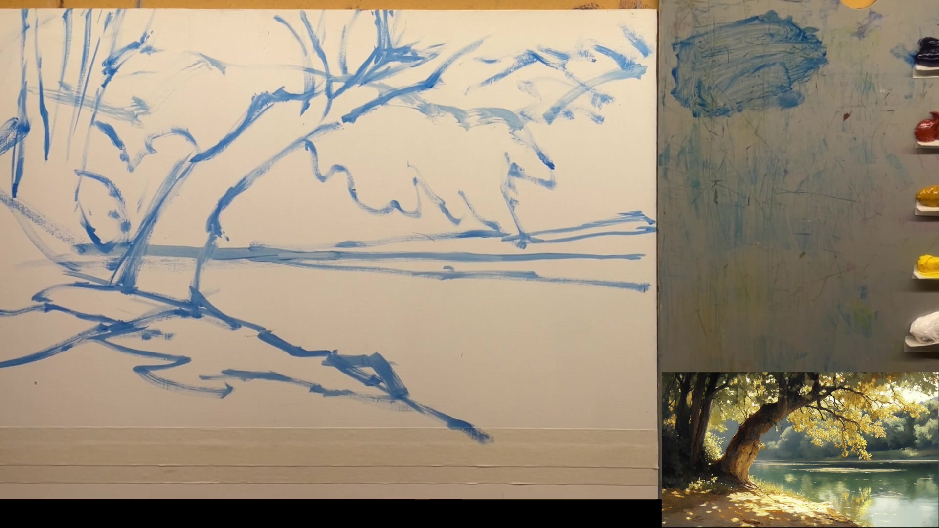 Step 6 — Painting the Background (video frame from the lesson)