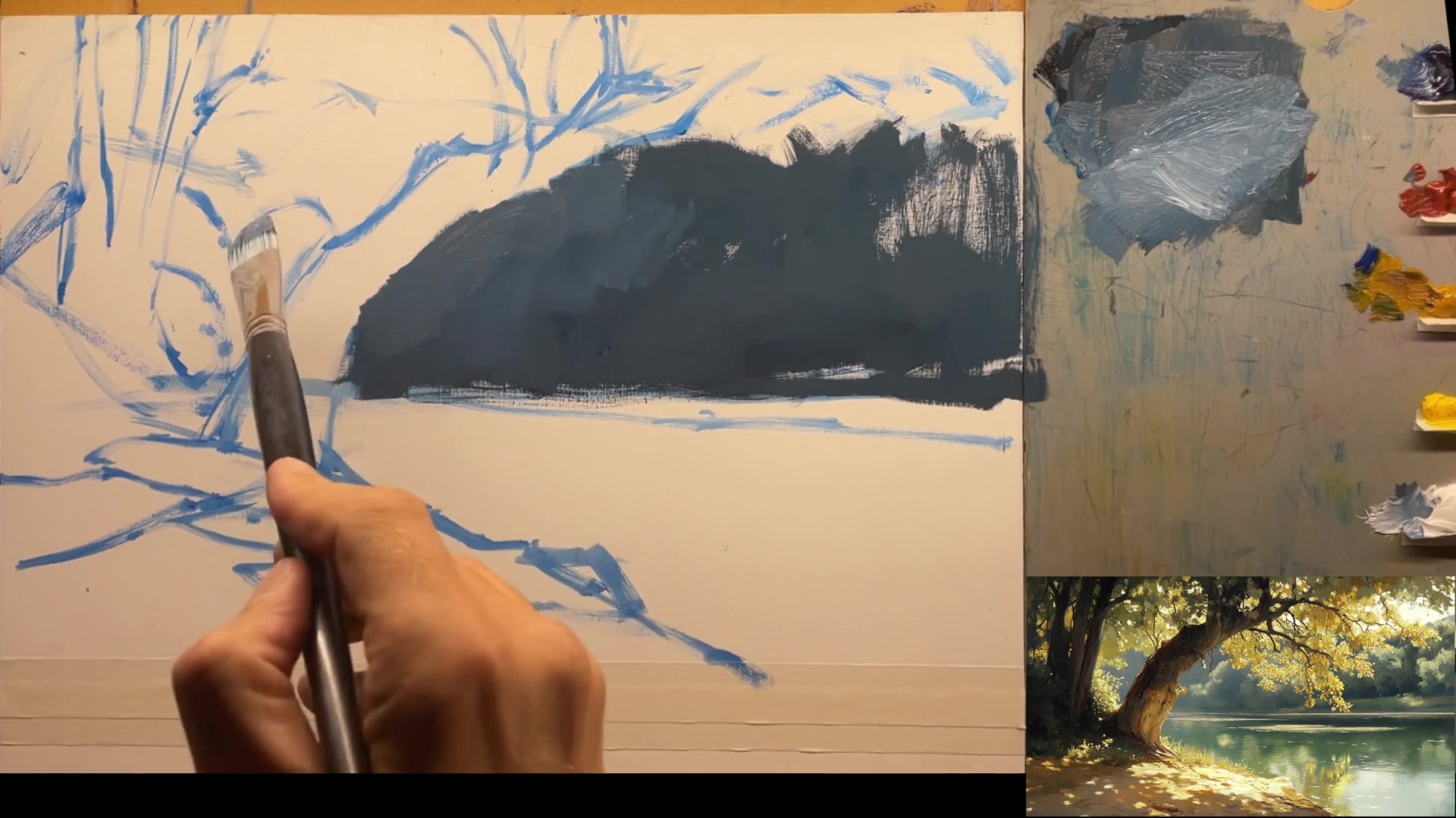 Step 7 — Adding Reflections and Atmospheric Perspective (video frame from the lesson)