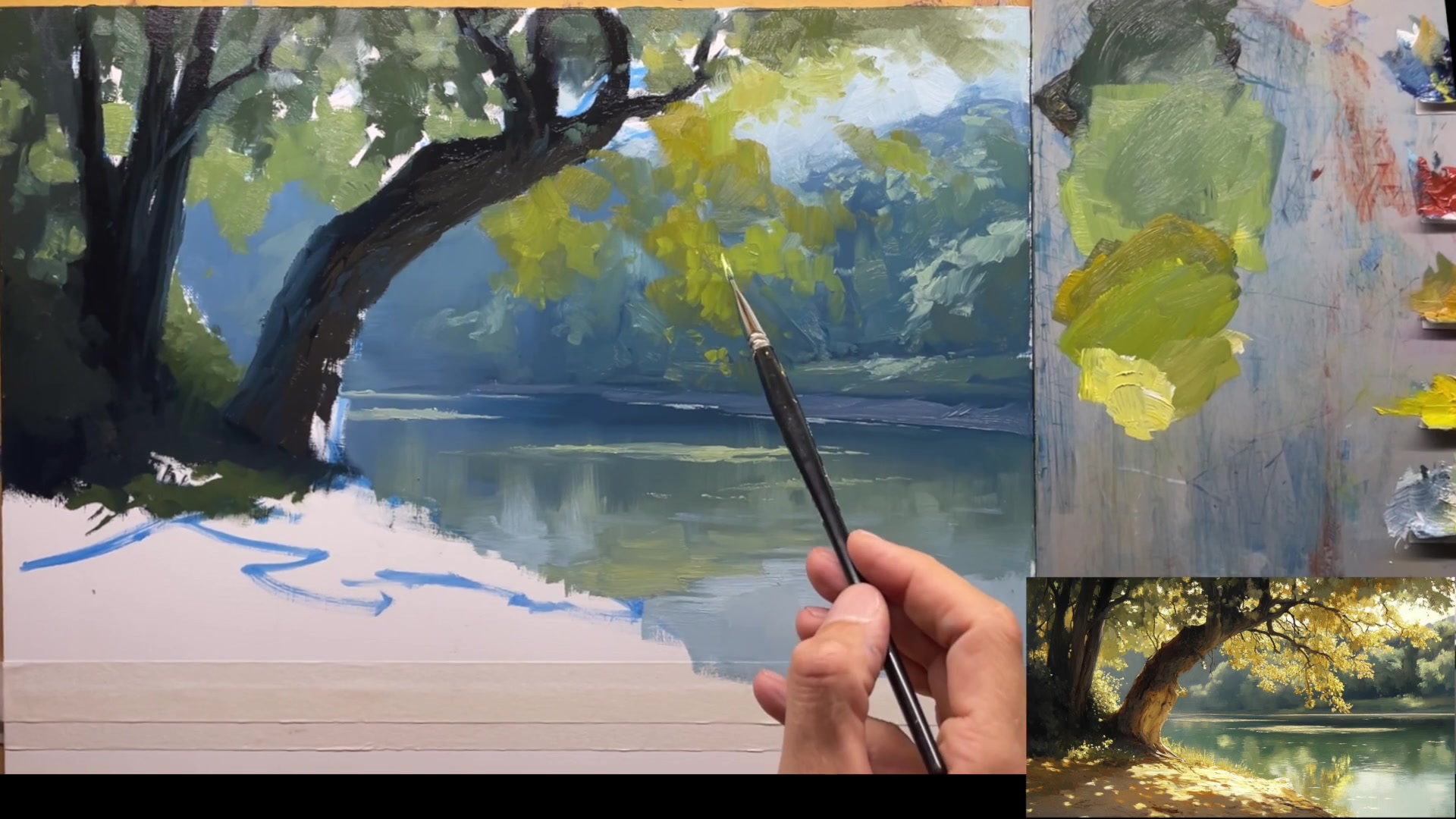 Step 16 — Camera Glitch and Repainting (video frame from the lesson)