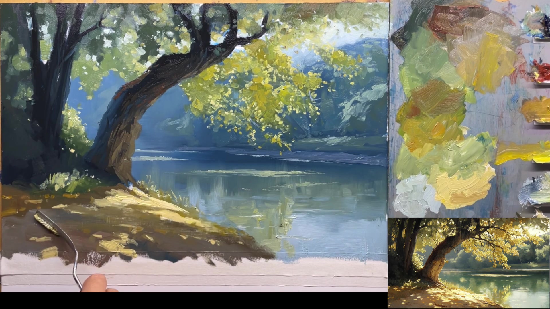 Step 17 — Tree Trunk and Bark Texture (video frame from the lesson)