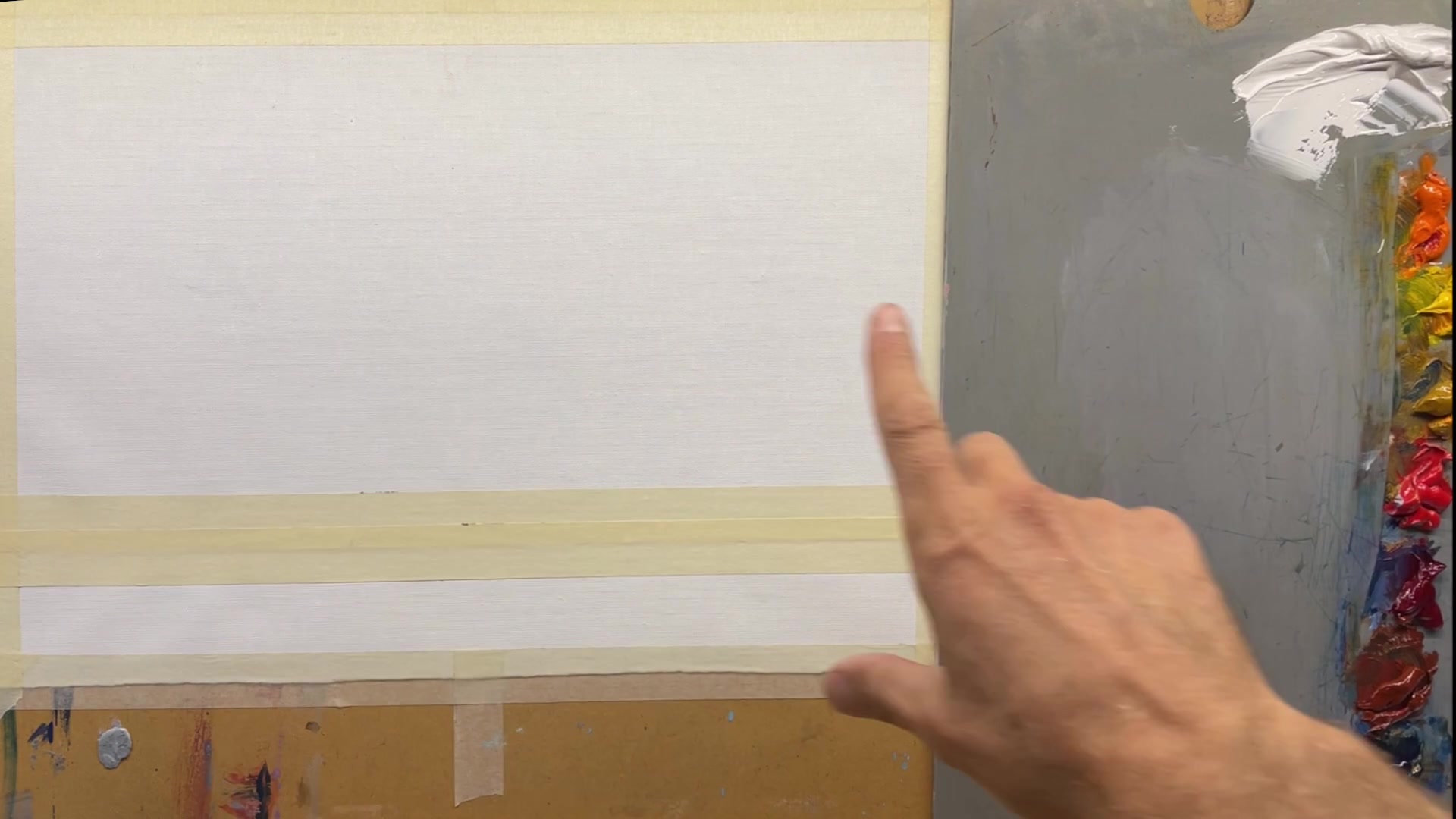 Step 4 — Toning the Canvas and Initial Sketch (video frame from the lesson)
