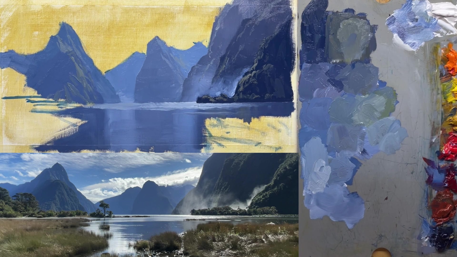 Step 12 — Painting the Sky (video frame from the lesson)
