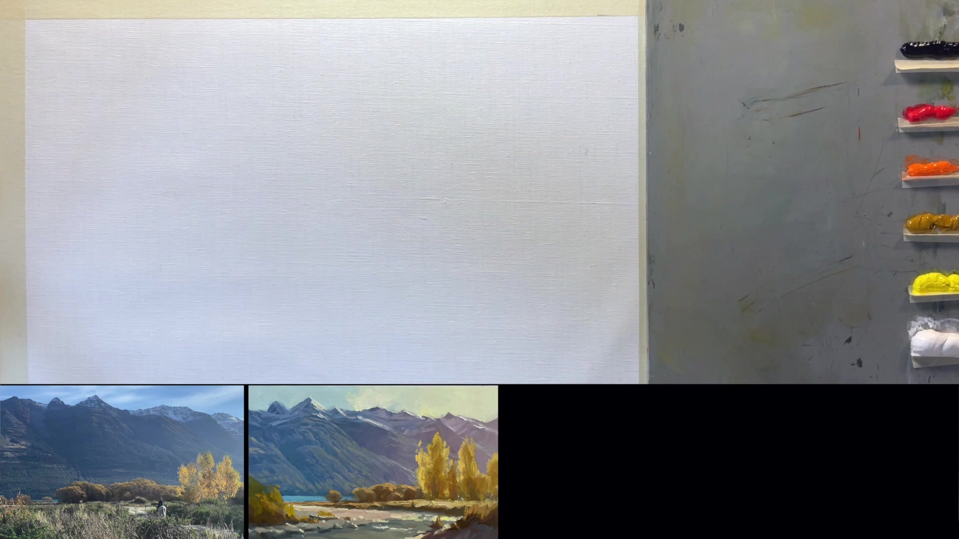 Step 3 — Sketching the Horizon and Mountains (video frame from the lesson)