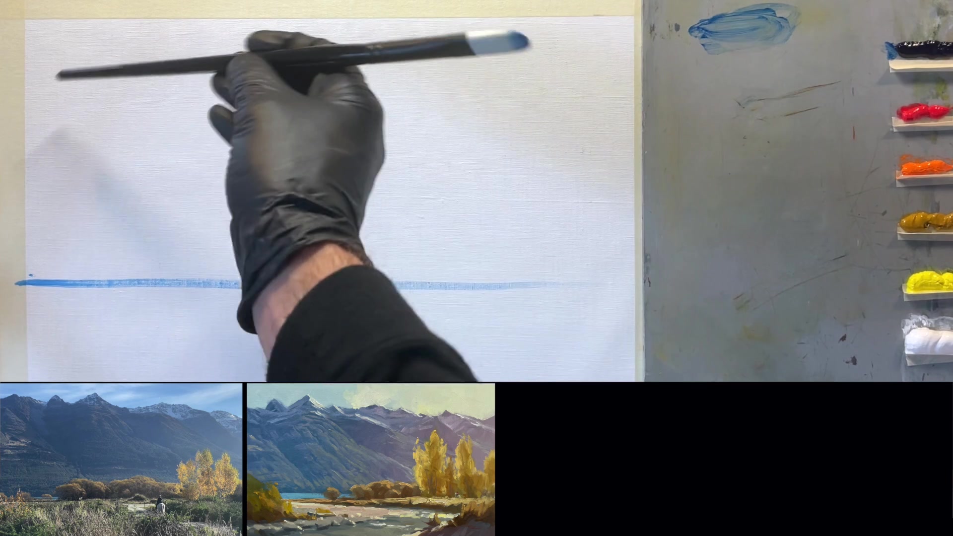 Step 4 — Mountain Composition and Perspective (video frame from the lesson)
