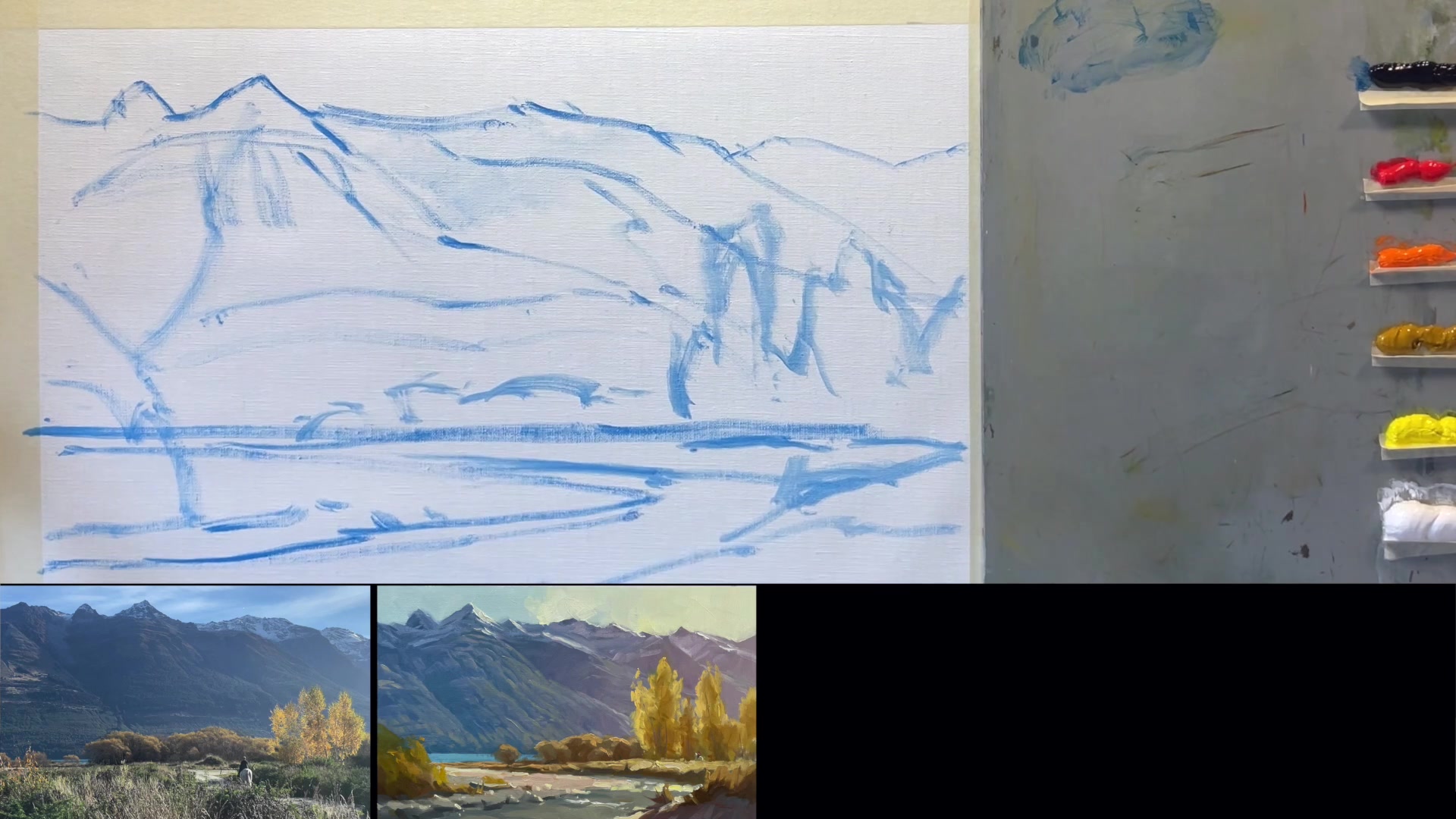 Step 6 — Base Color for the Mountain (video frame from the lesson)