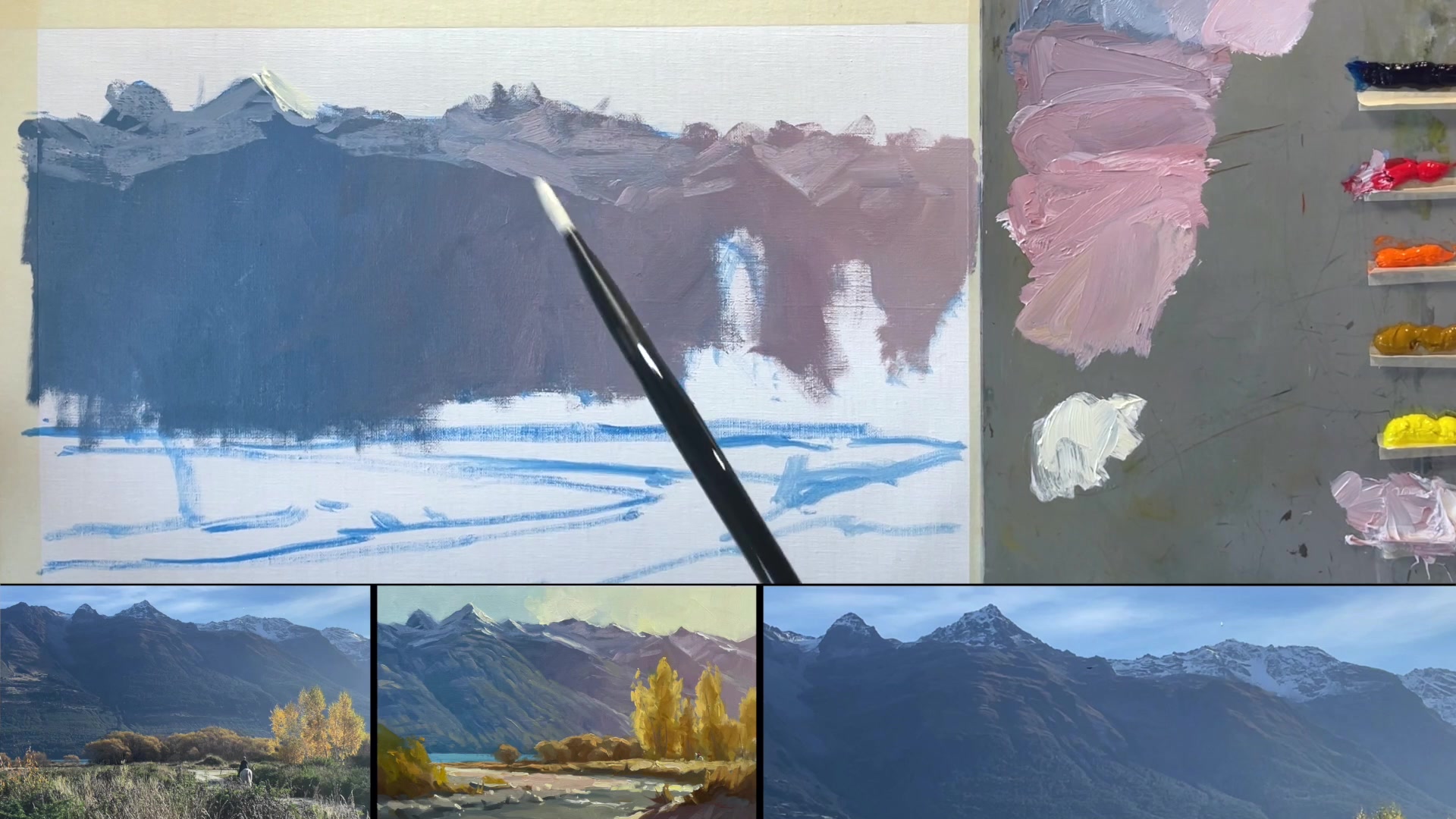 Step 12 — Sky Painting Technique (video frame from the lesson)