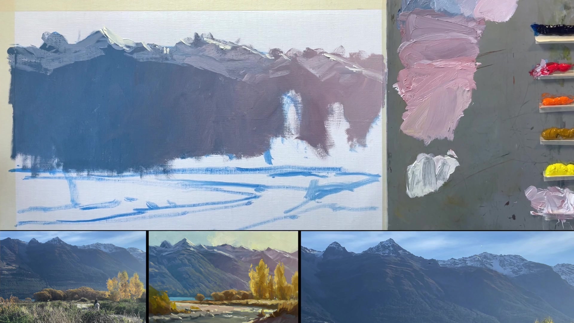 Step 13 — Upper Mountain Details (video frame from the lesson)