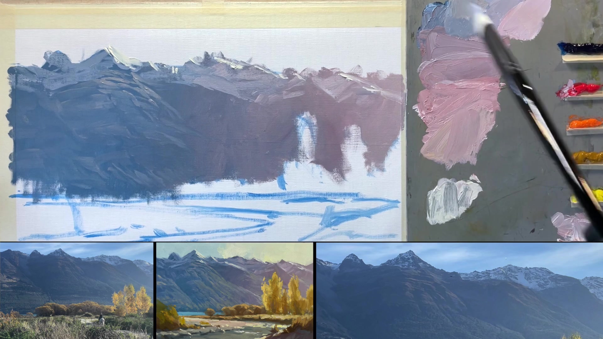 Step 15 — Adding Green to the Mountain (video frame from the lesson)