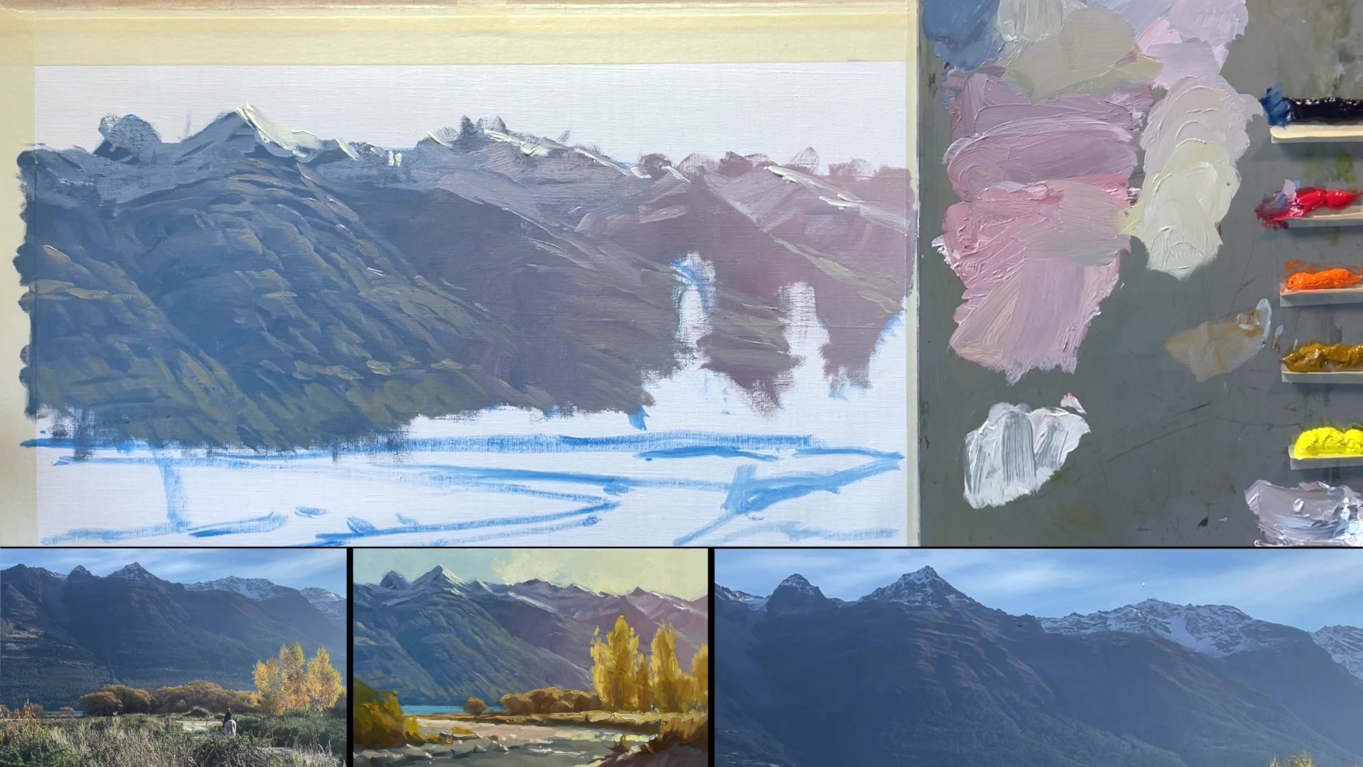 Step 18 — Painting the Sky (video frame from the lesson)
