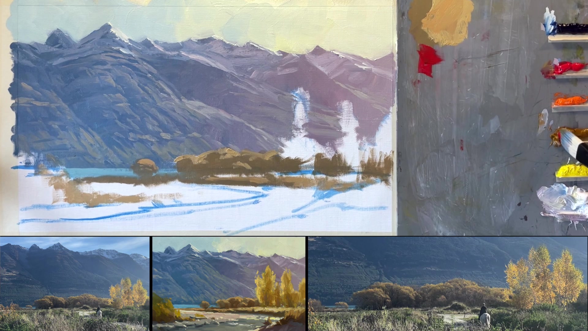 Step 23 — Darkening the Foreground (video frame from the lesson)