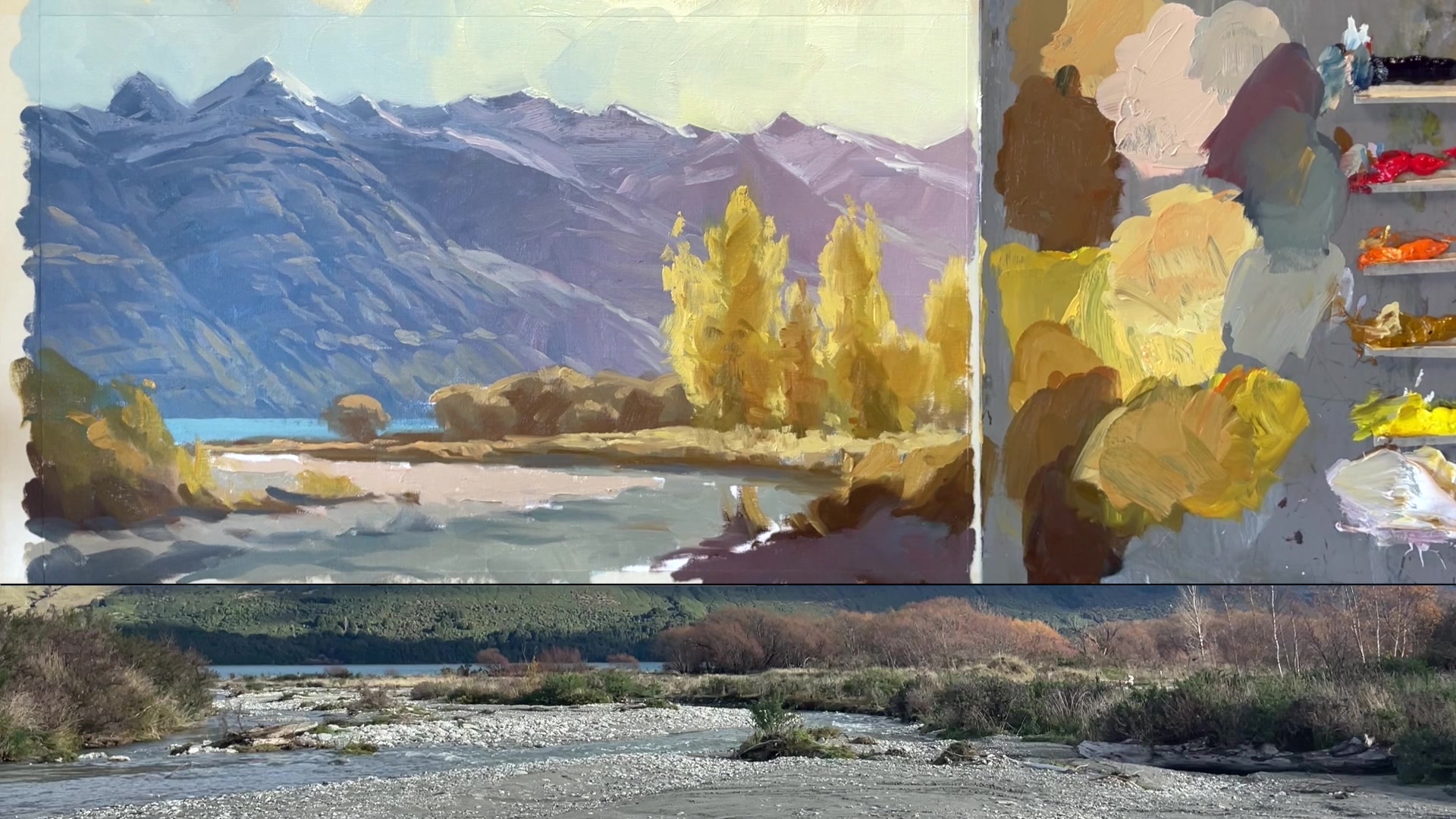 Step 28 — Adding River Details (video frame from the lesson)