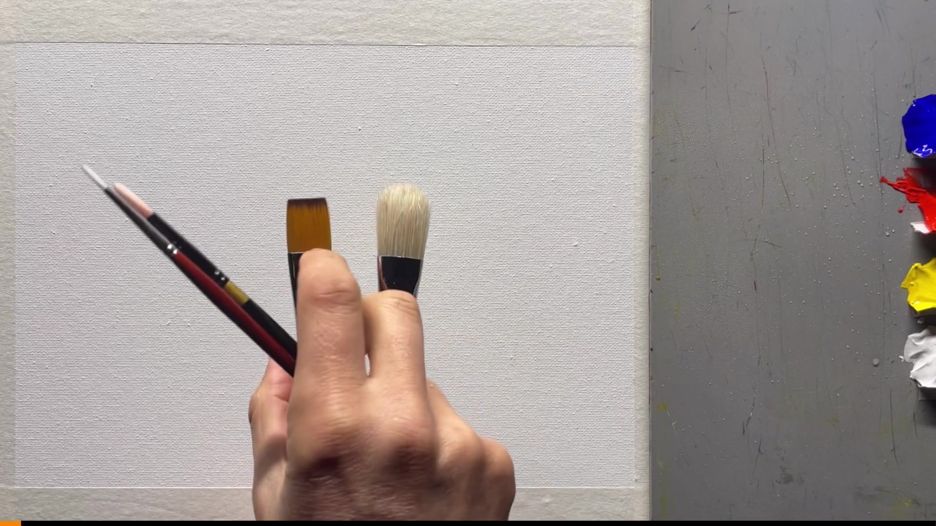 Step 1 — Brushes and painting uniqueness (video frame from the lesson)
