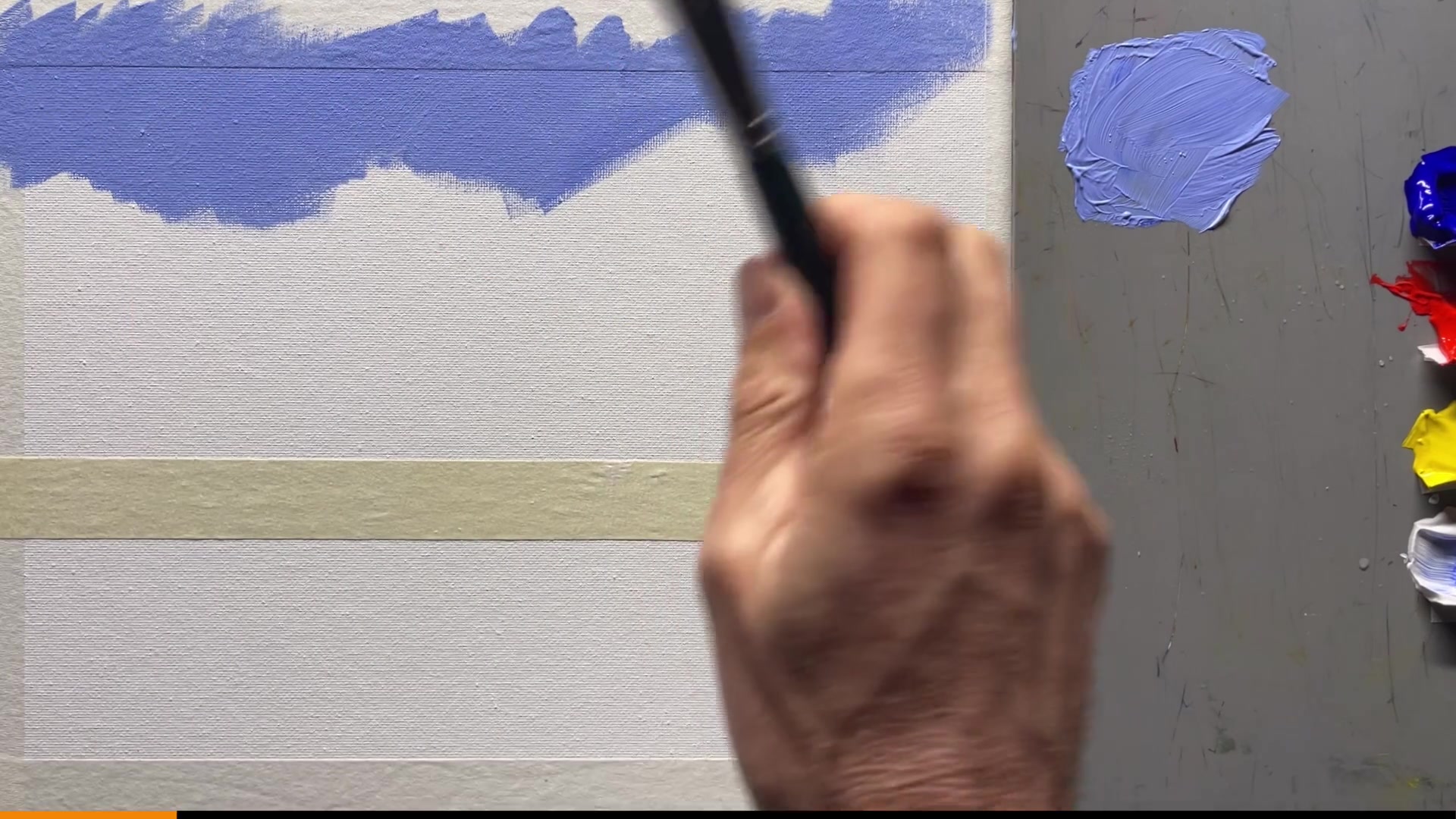 Step 6 — Painting the clouds (video frame from the lesson)