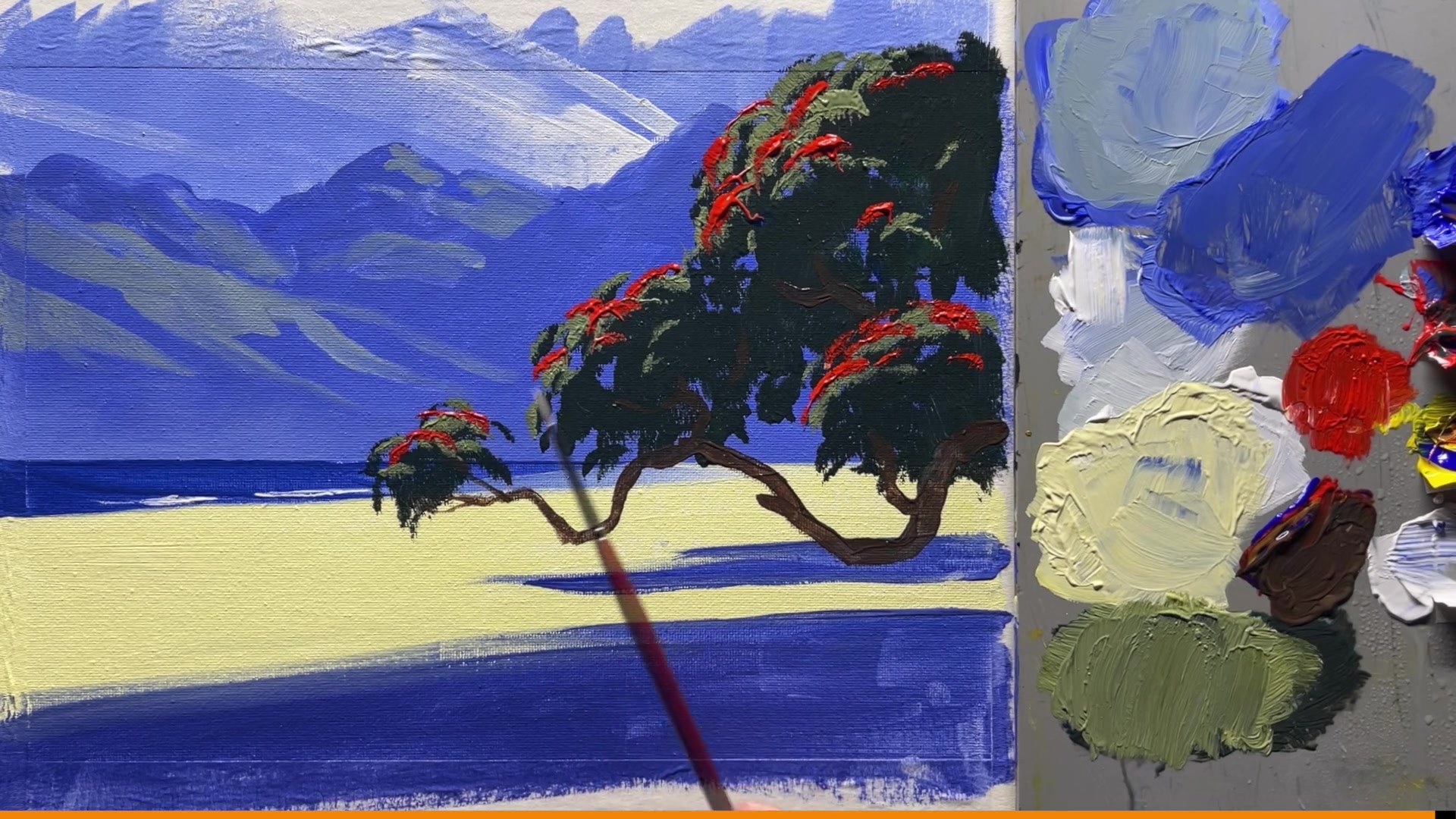 Step 21 — Painting the seagull (video frame from the lesson)