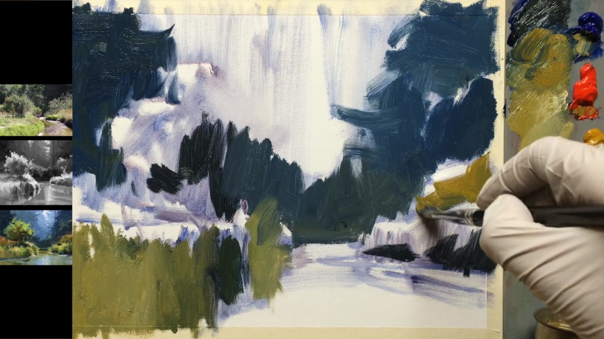 Step 9 — Color variation in darks (video frame from the lesson)
