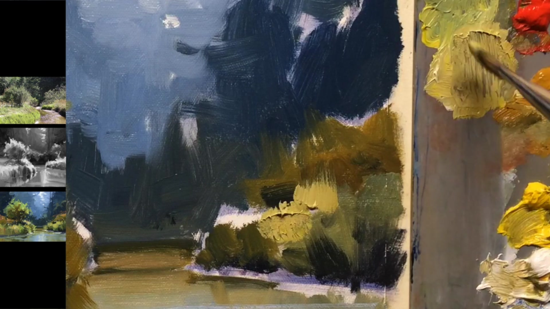 Step 17 — Brush technique for variety (video frame from the lesson)