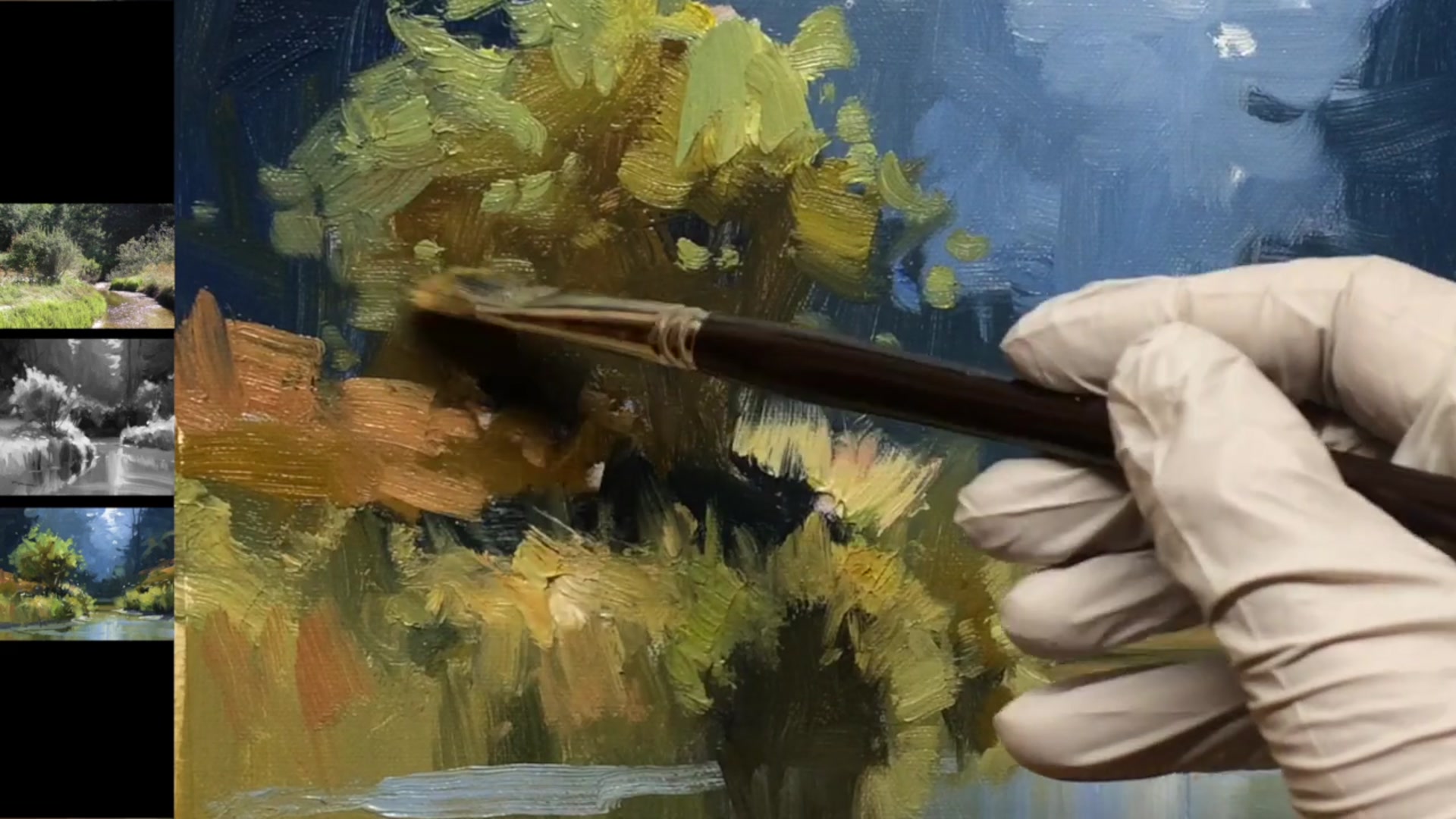 Step 19 — Background tree highlights (video frame from the lesson)