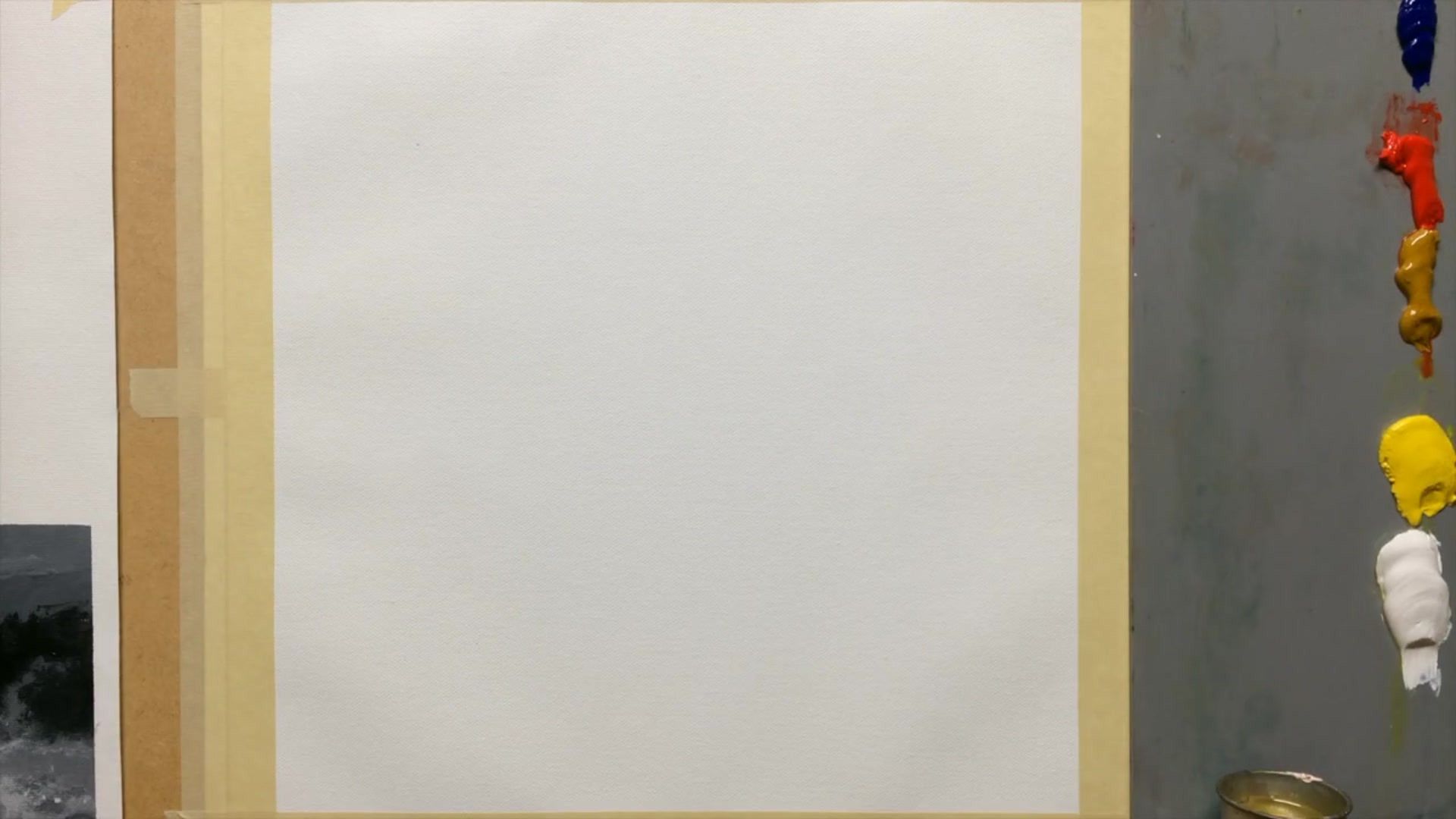 Step 4 — Materials and Canvas Preparation (video frame from the lesson)