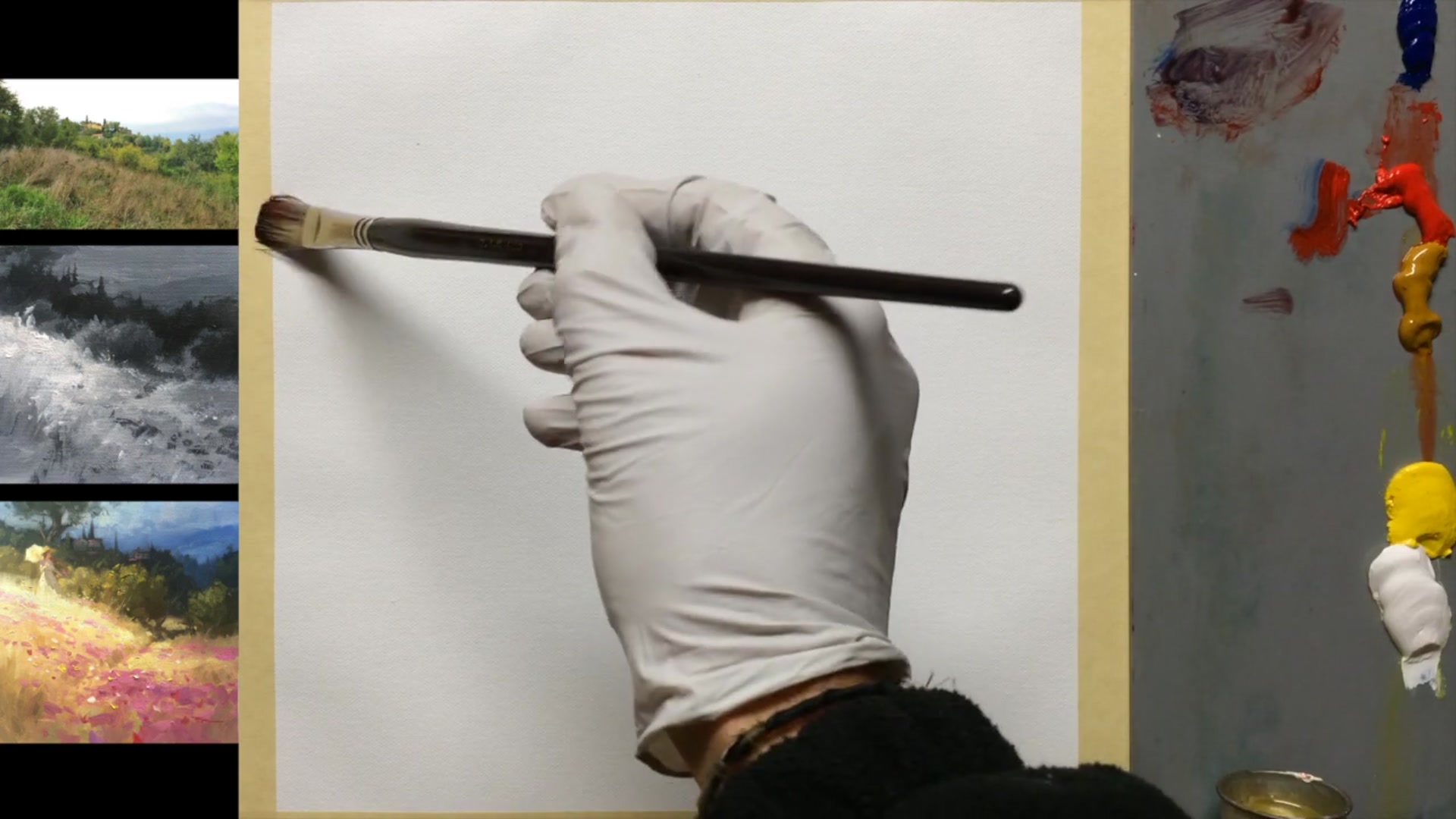 Step 5 — Initial Sketch on Canvas (video frame from the lesson)