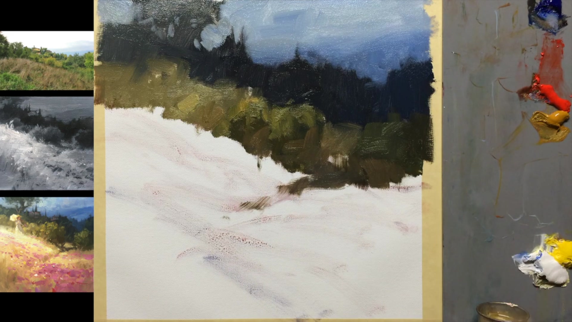 Step 9 — Foreground and Light Areas (video frame from the lesson)