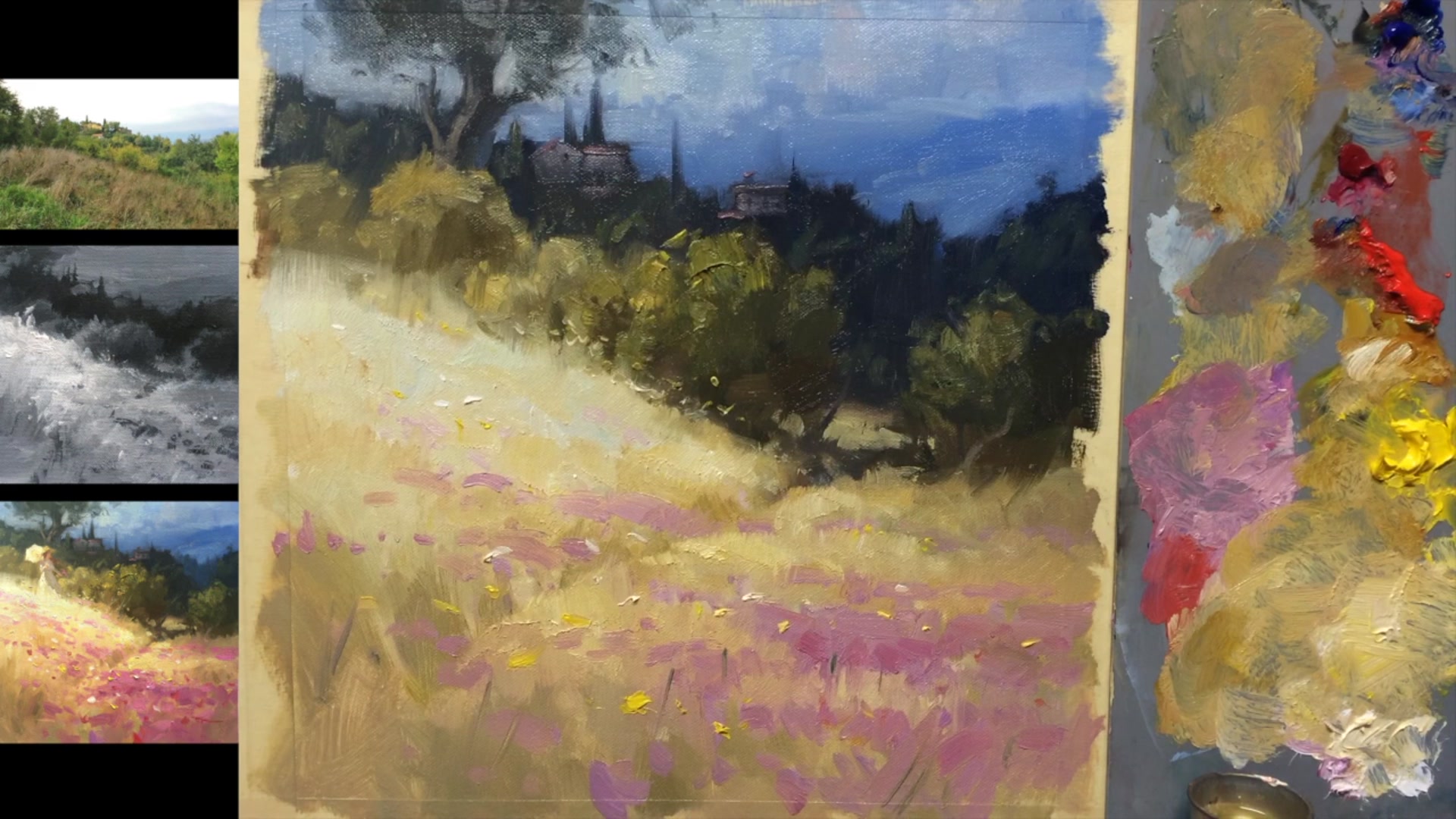 Step 14 — Painting the Figure (video frame from the lesson)