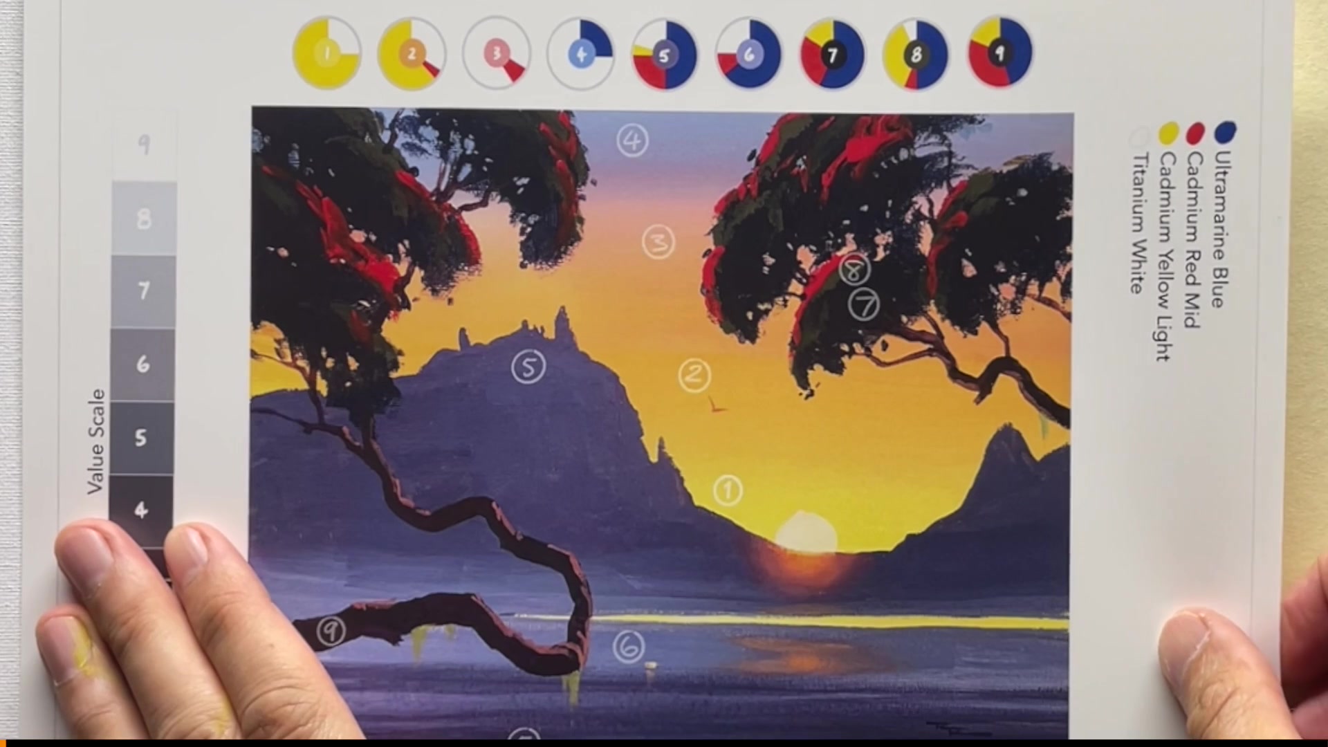 Step 2 — Painting the first layer (video frame from the lesson)