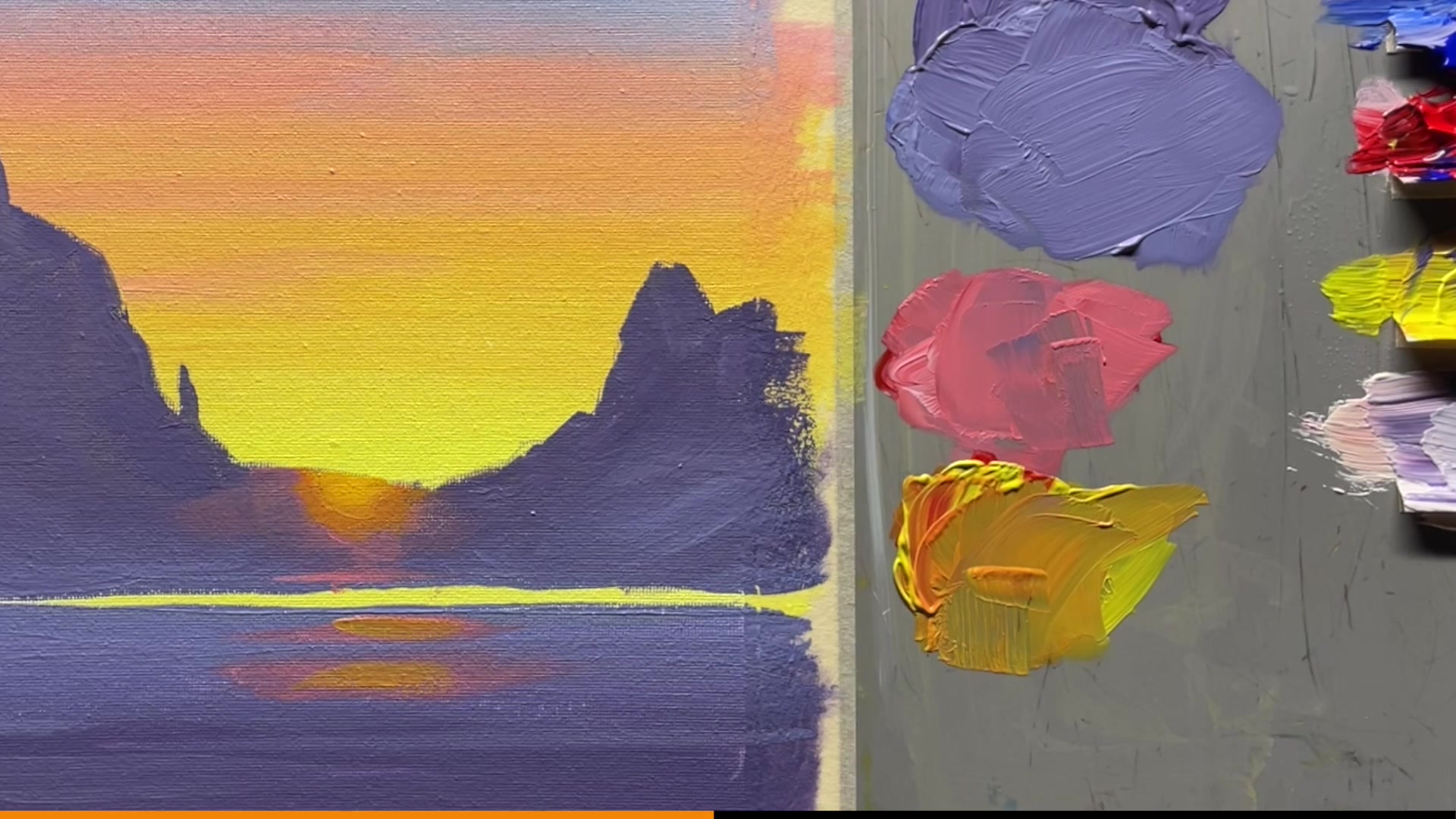 Step 12 — Painting the sun (video frame from the lesson)