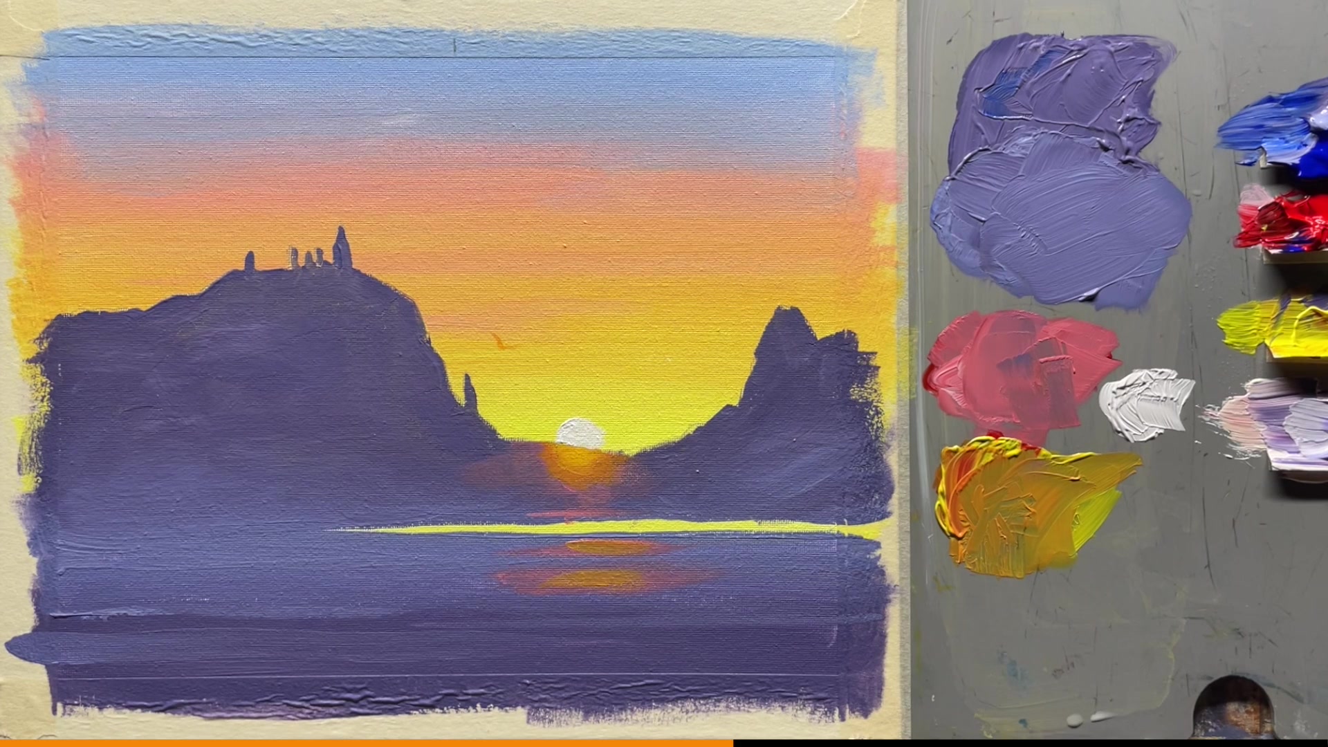 Step 14 — Mixing and applying the tree base color (video frame from the lesson)