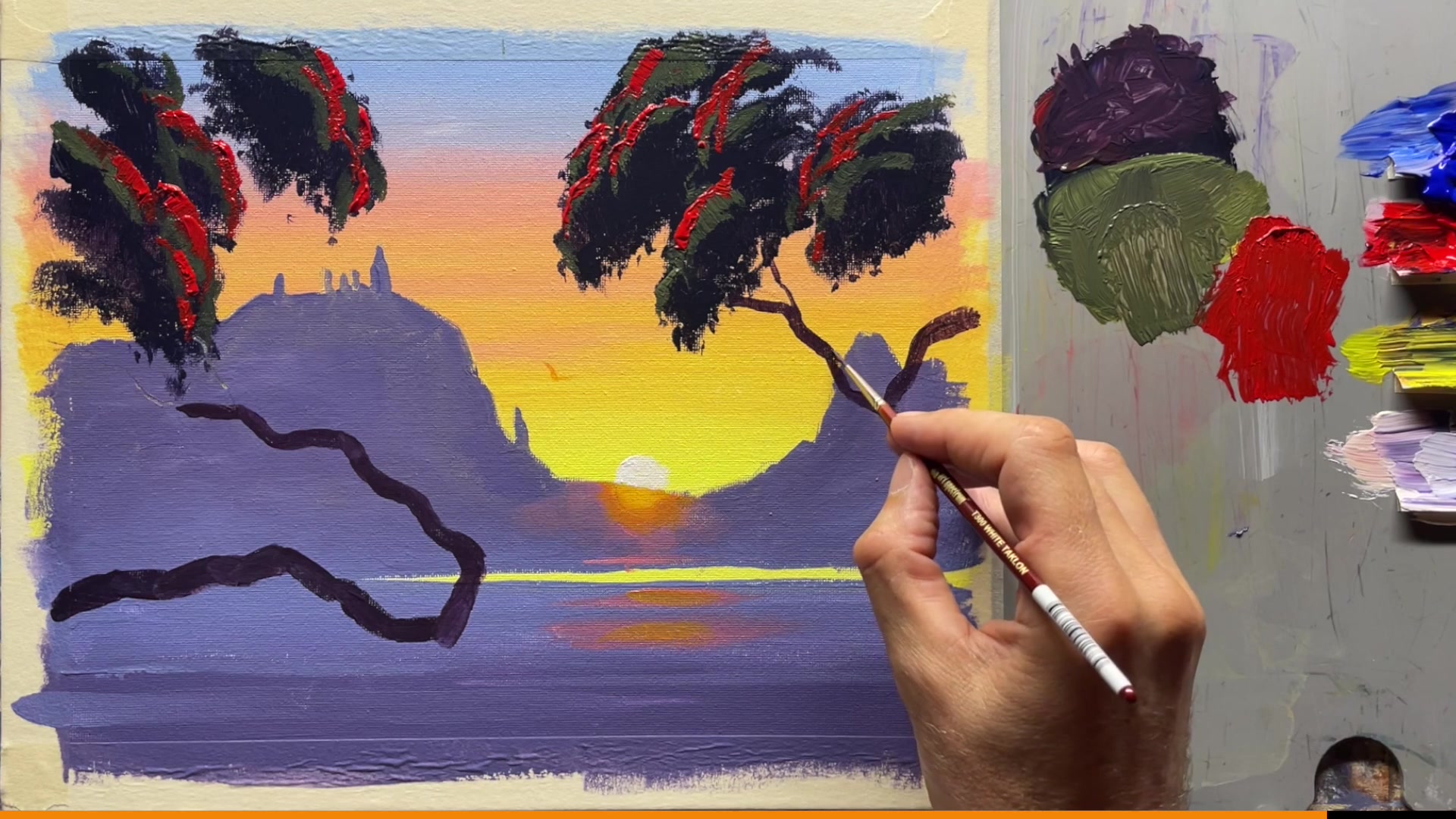 Step 19 — Adding highlights and sky holes (video frame from the lesson)