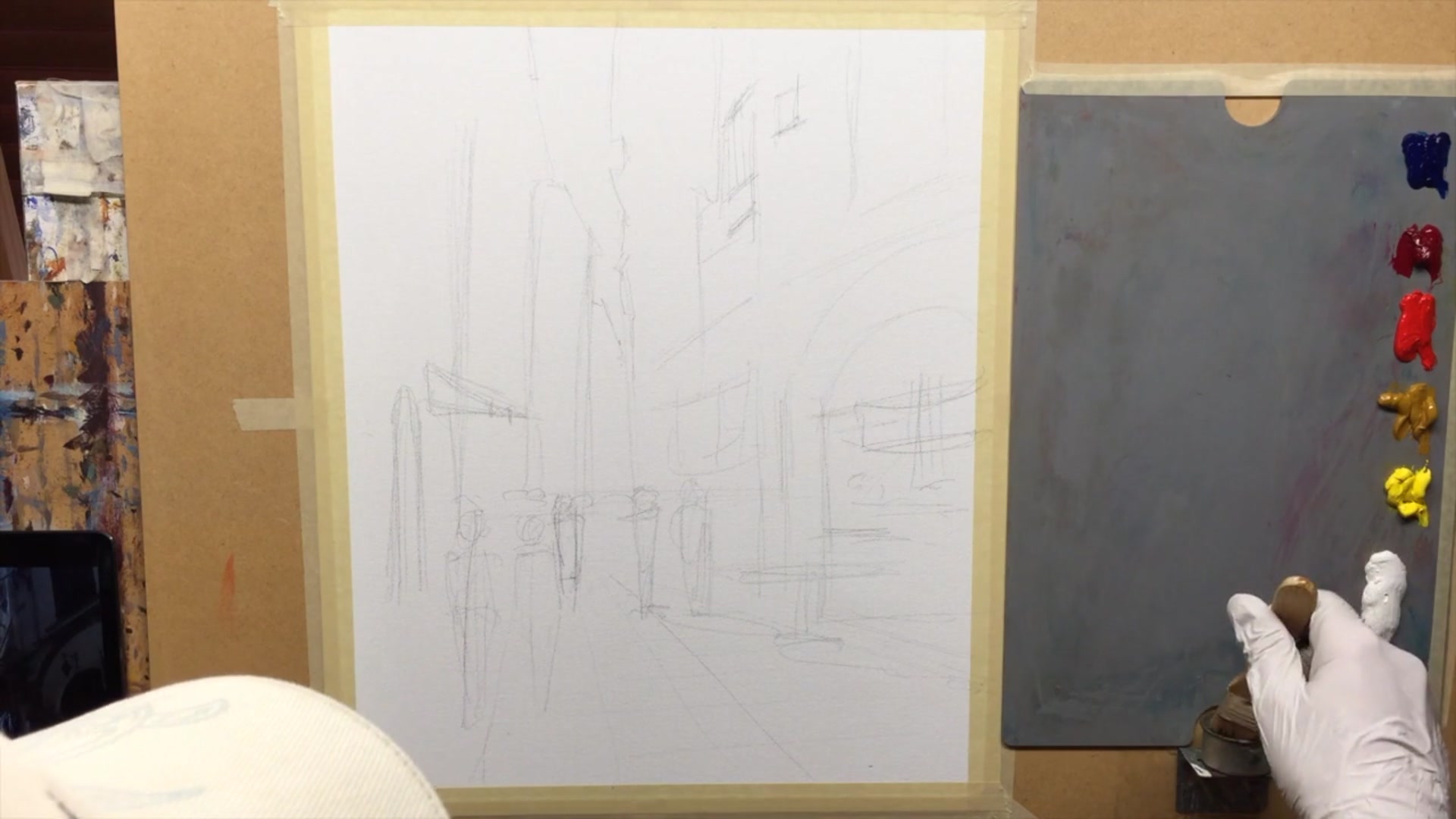 Step 5 — Painting the Darkest Darks (video frame from the lesson)