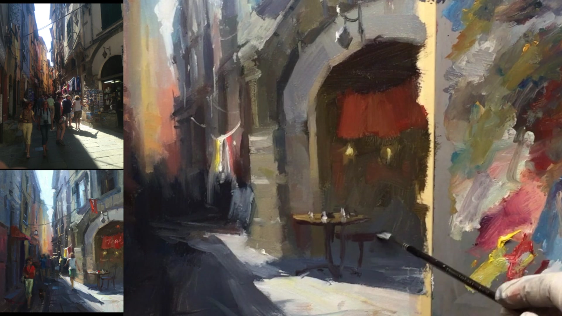 Step 13 — Painting Figures and Movement (video frame from the lesson)