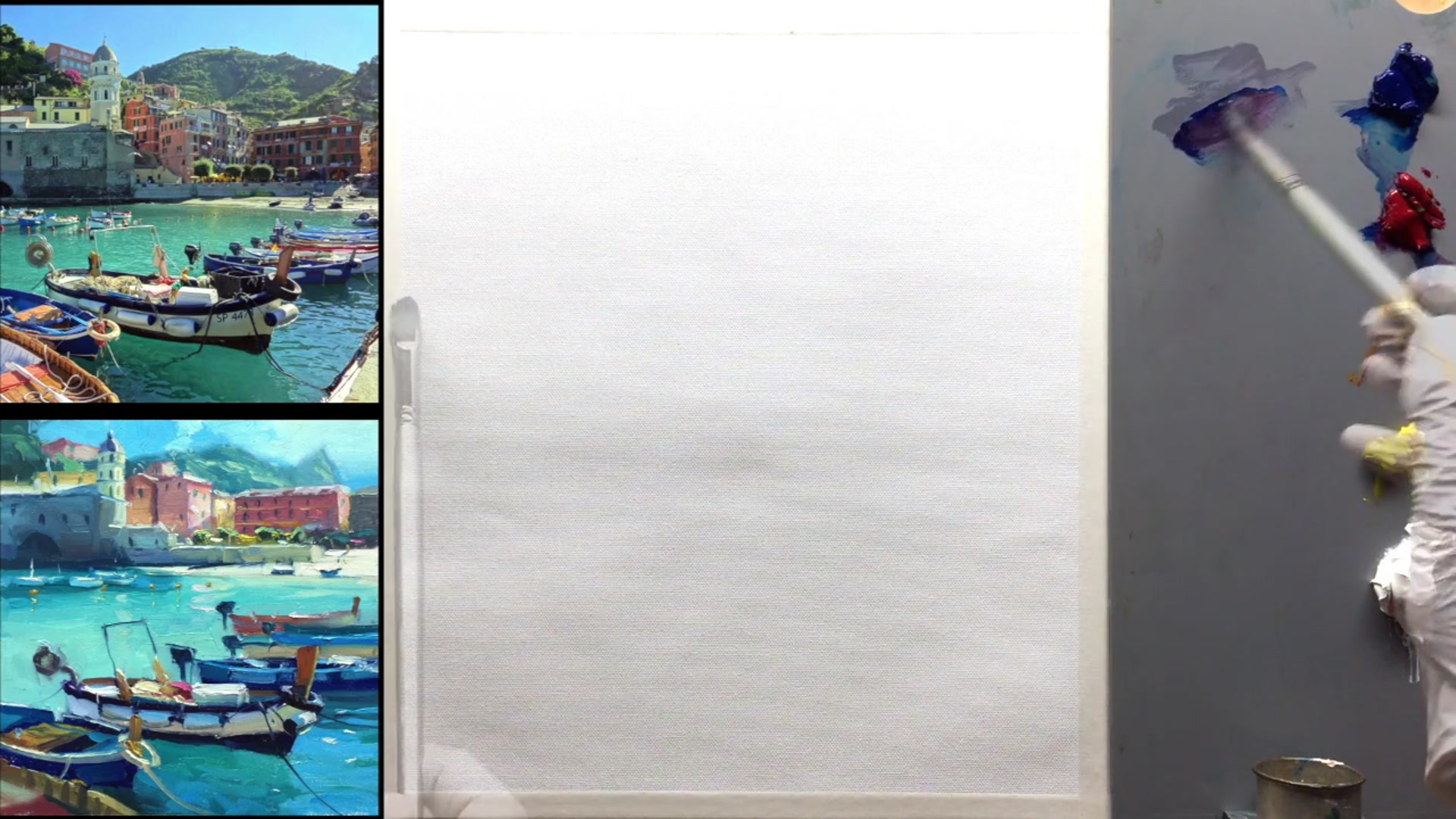 Step 1 — Initial Sketch and Composition (video frame from the lesson)